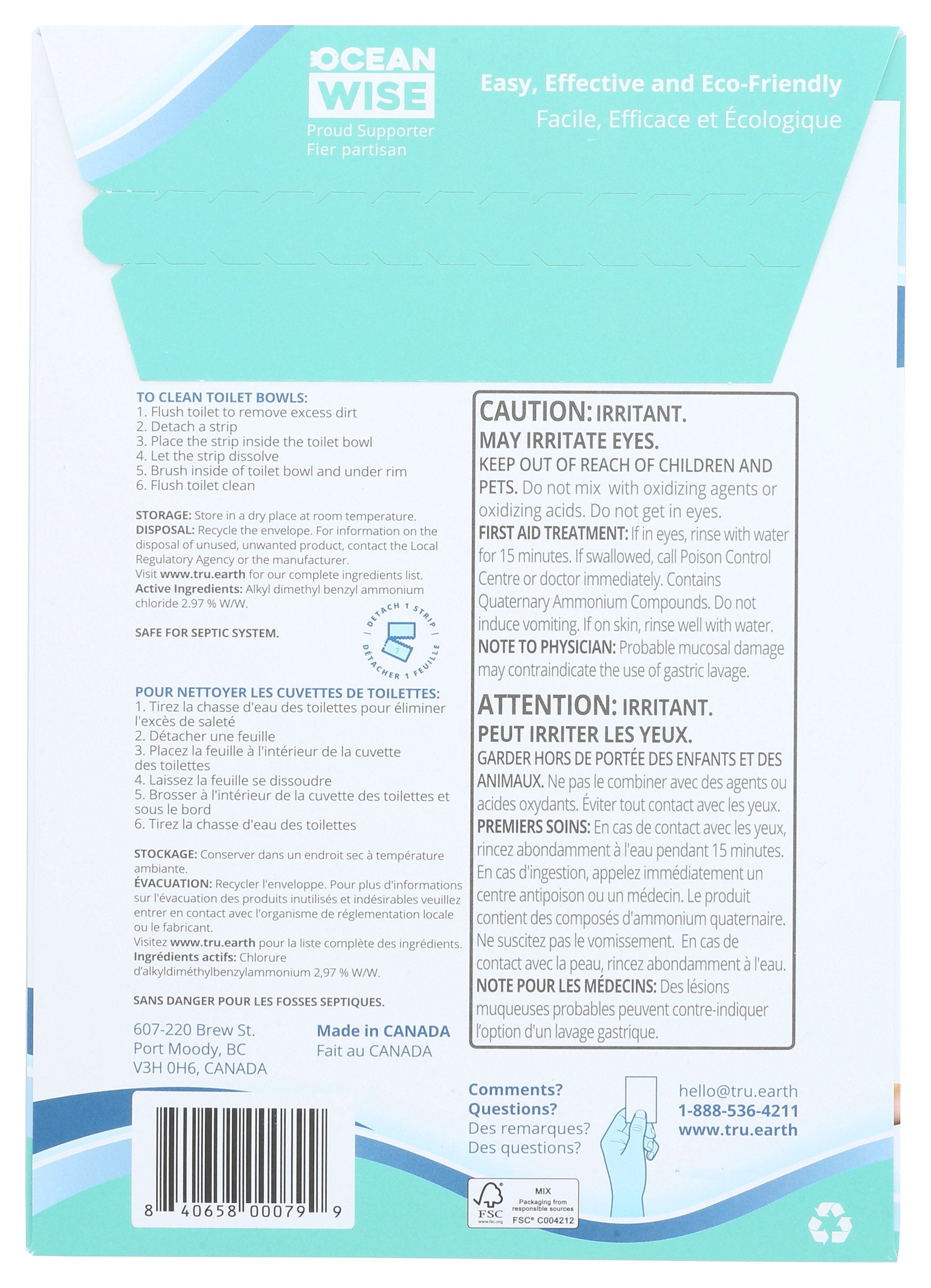 TRU EARTH CLEANER TOILET STRIPS - Case of 12