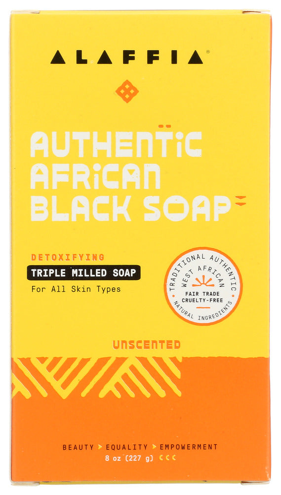 Alaffia Soap Authentic African Black Unscented - Case of 4 - 8 OZ