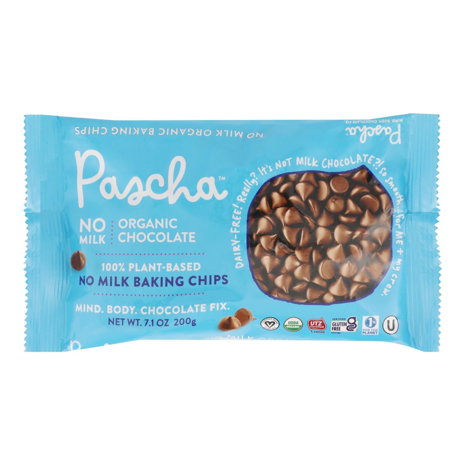 Pascha Organic Rice Milk Chocolate Baking Chips - Chocolate - Case Of 8 - 7 Oz
