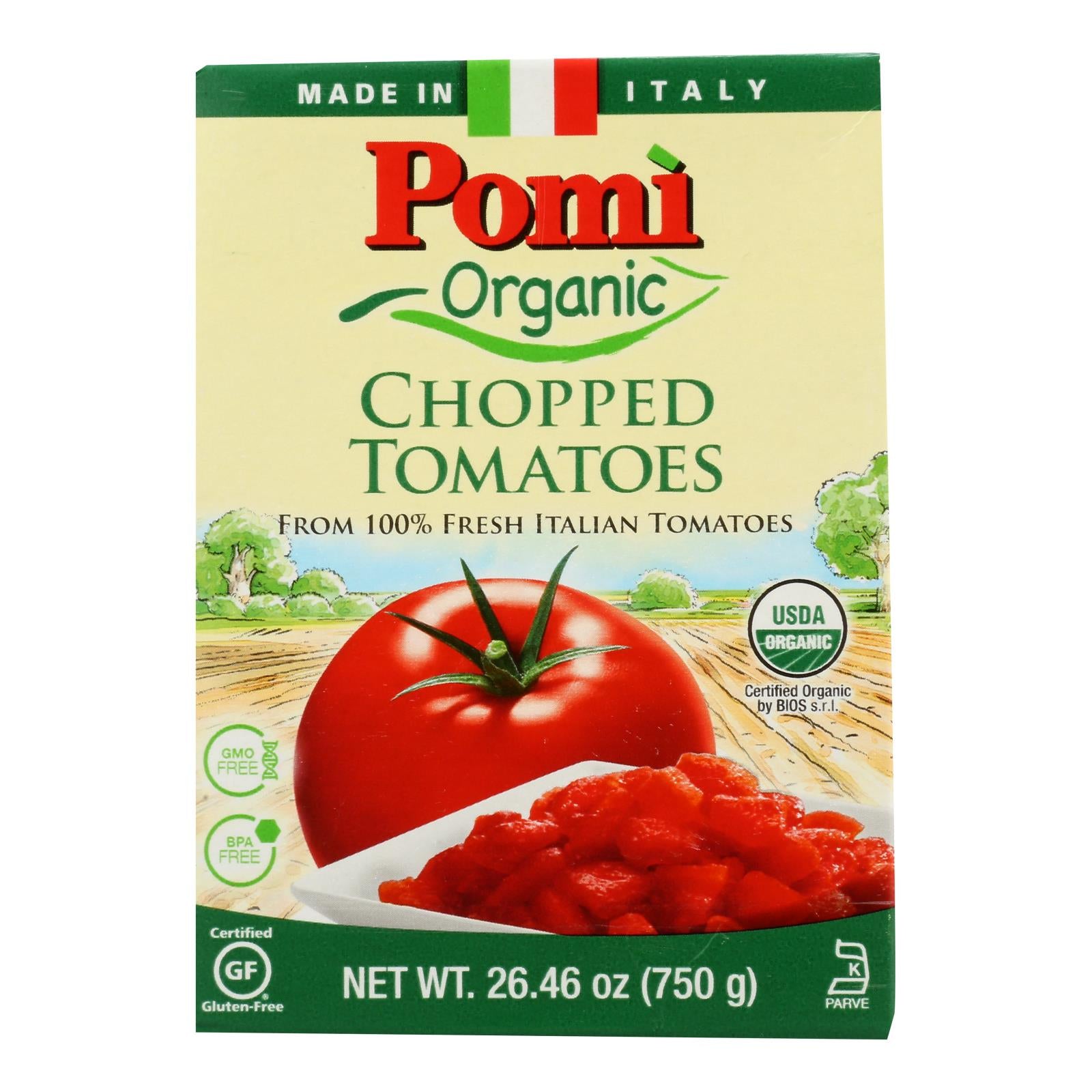 Pomi Organic Chopped Tomatoes  - Case Of 12 - 26.46 Oz