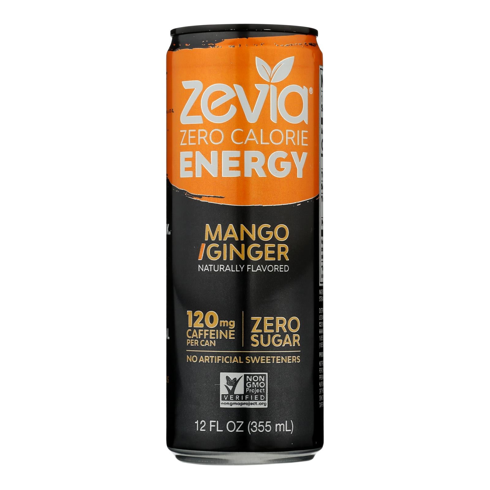 Zevia Zero Calorie Energy Drink - Mango/Ginger - Case of 12 - 12 fl oz