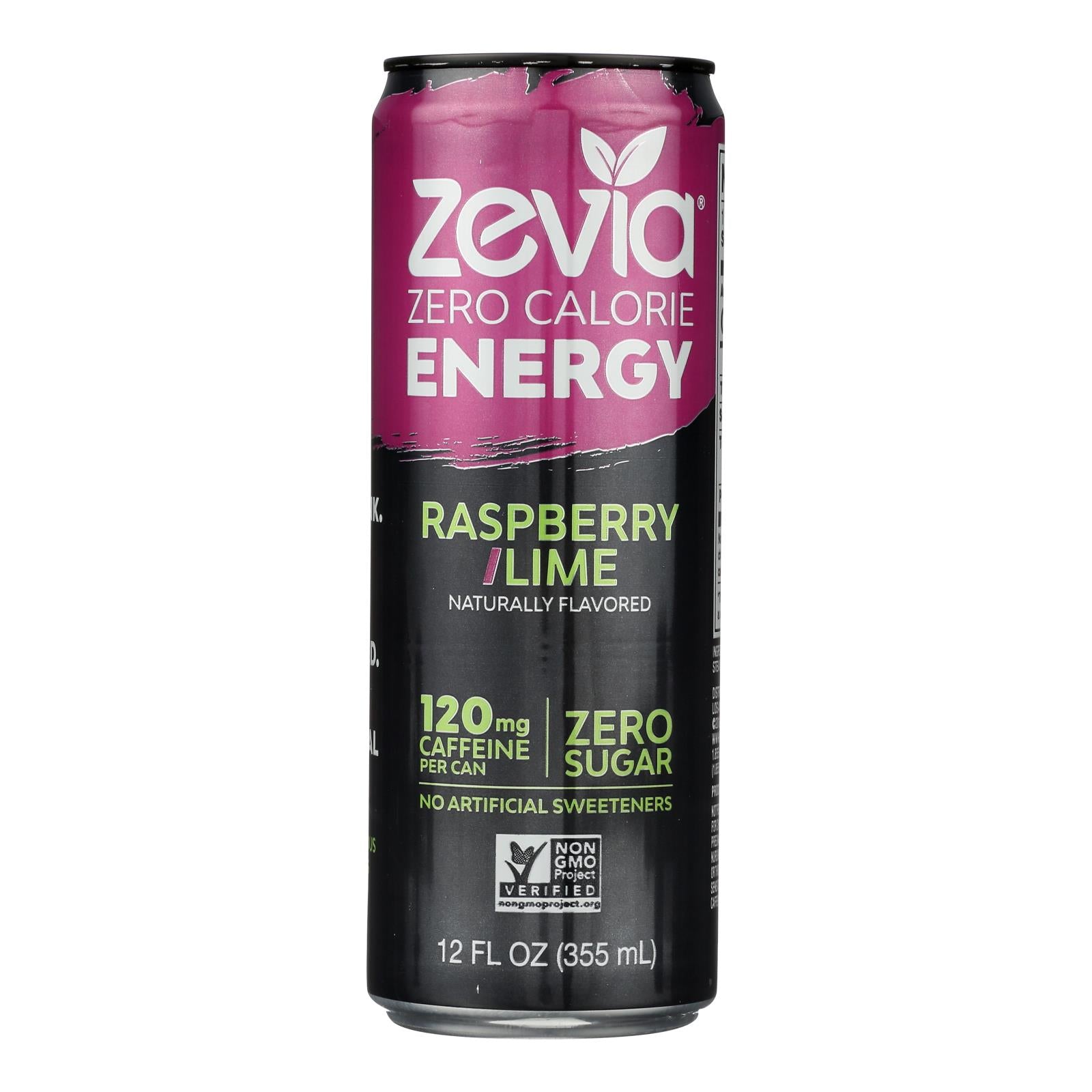 Zevia Zero Calorie Energy Drink - Raspberry/Lime - Case of 12 - 12 fl