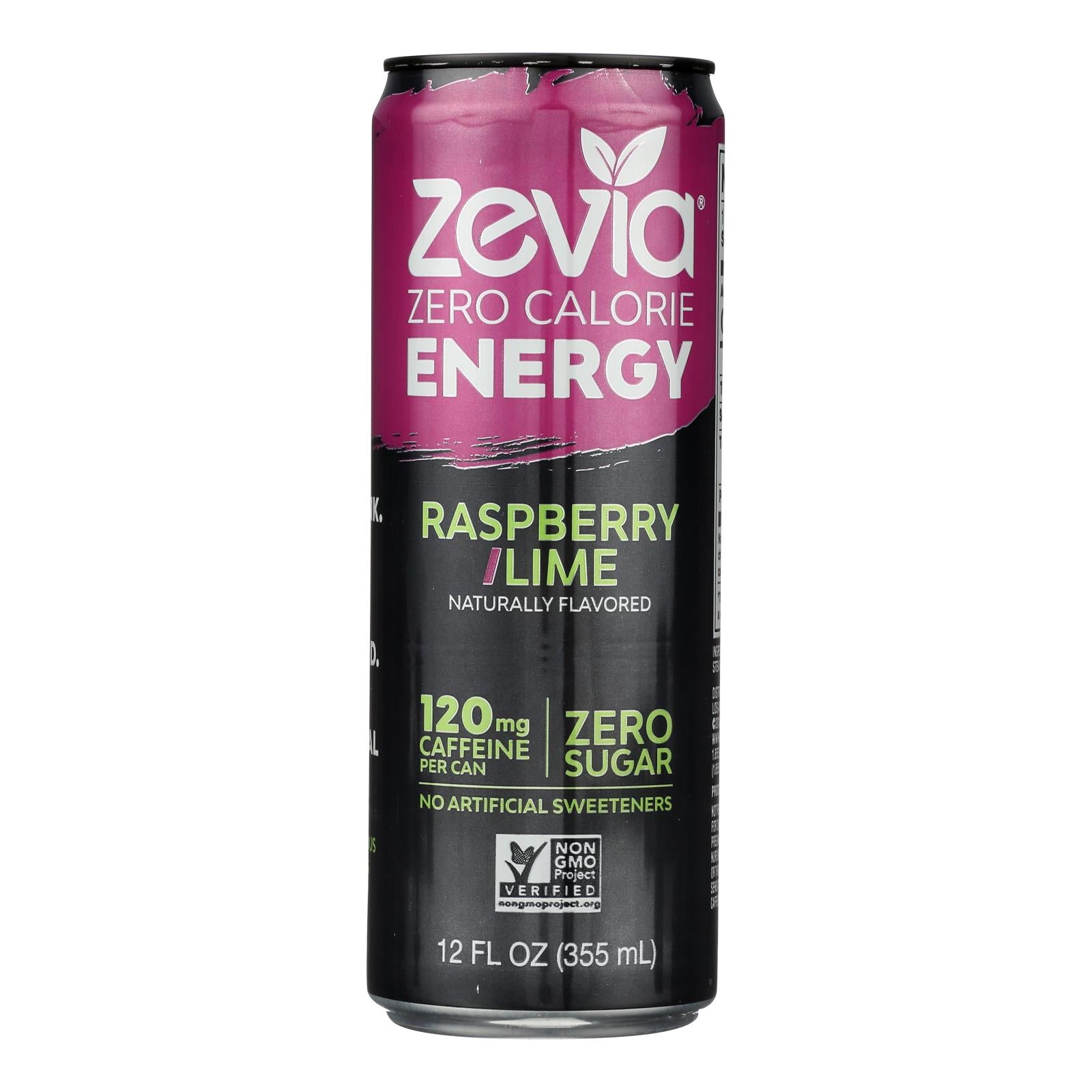 Zevia Zero Calorie Energy Drink - Raspberry/Lime - Case of 12 - 12 fl oz