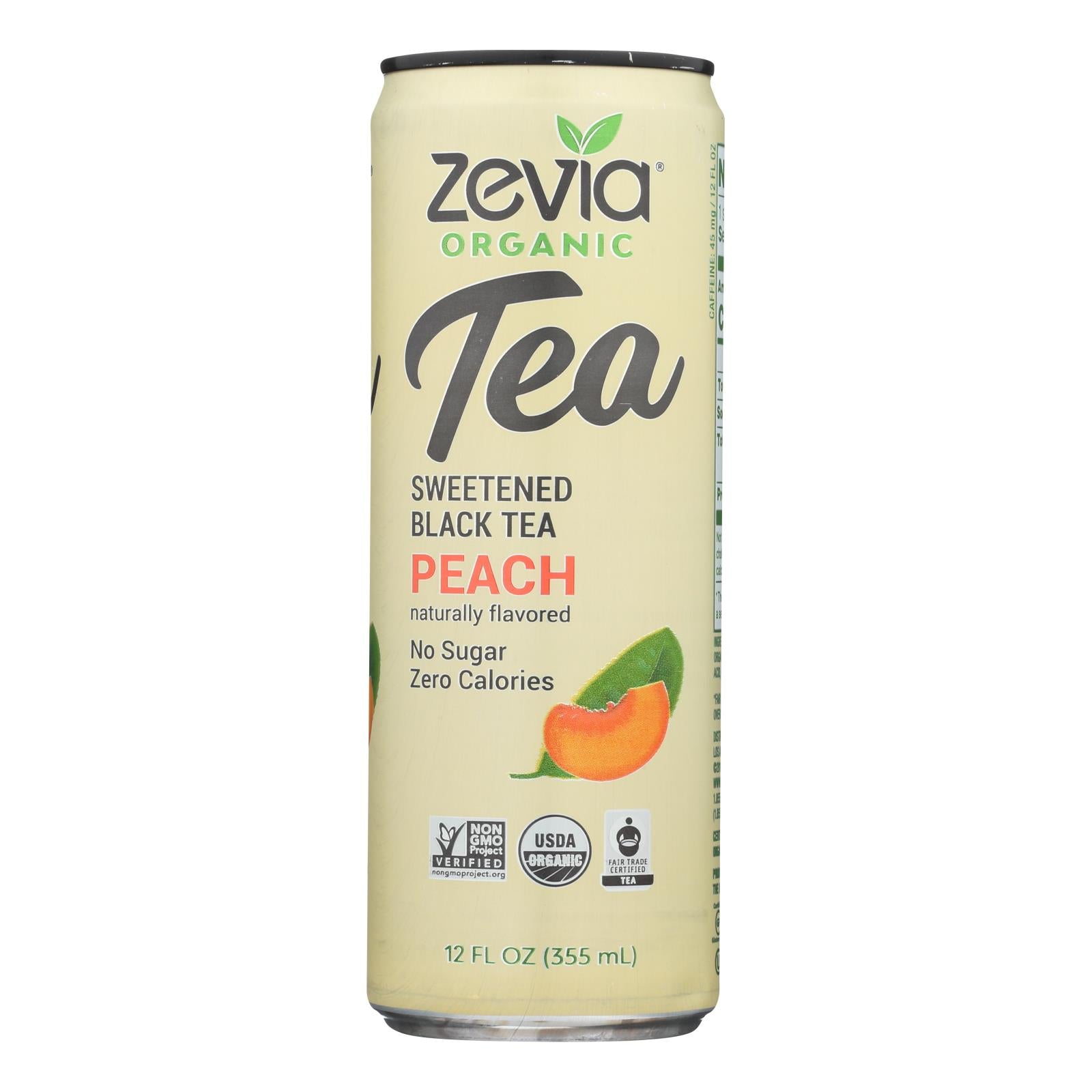 Zevia - Tea Black Peach - Case Of 12 - 12 Fz