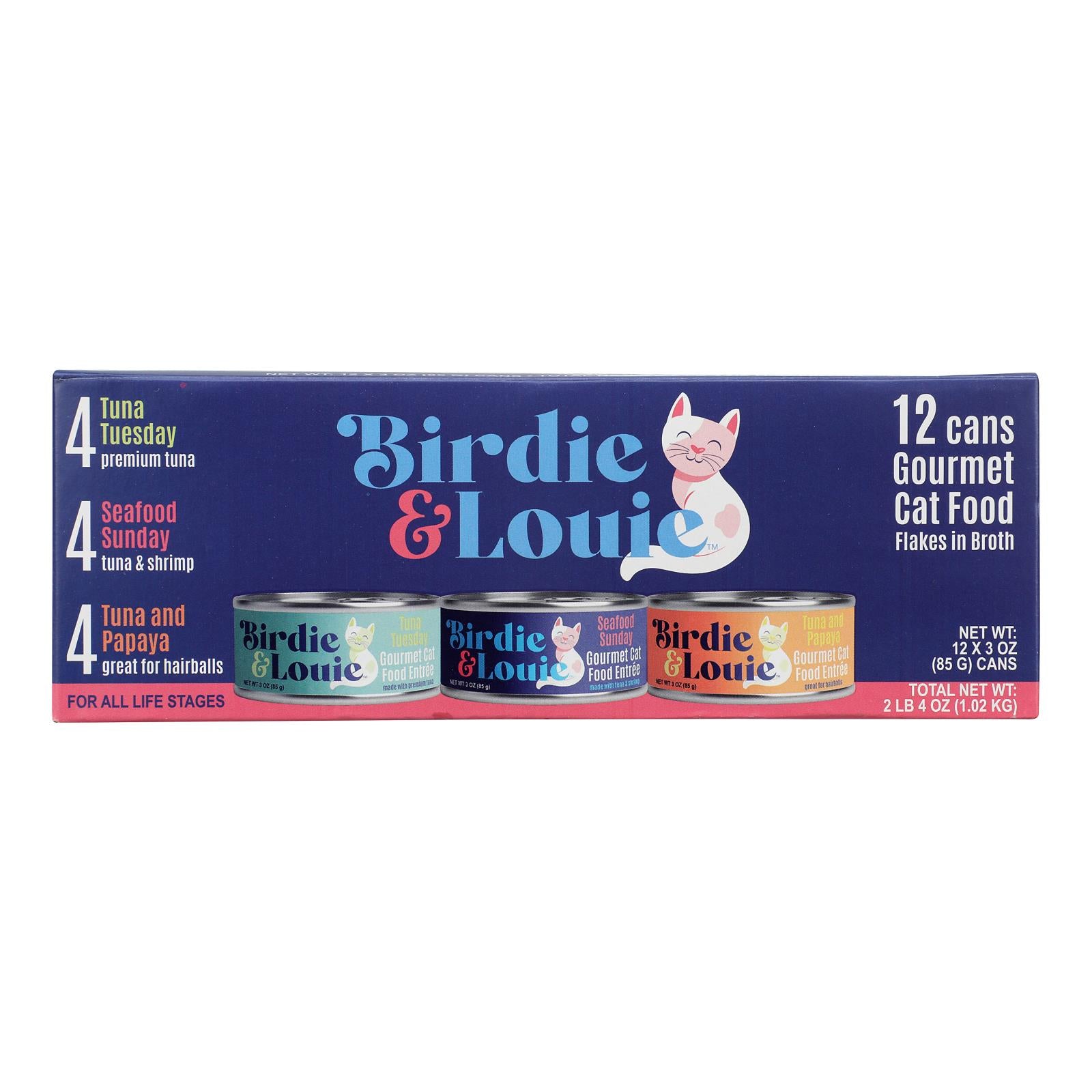 Birdie and Louie - Cat Food Wet 3 Varieties - Case of 6-12 Count