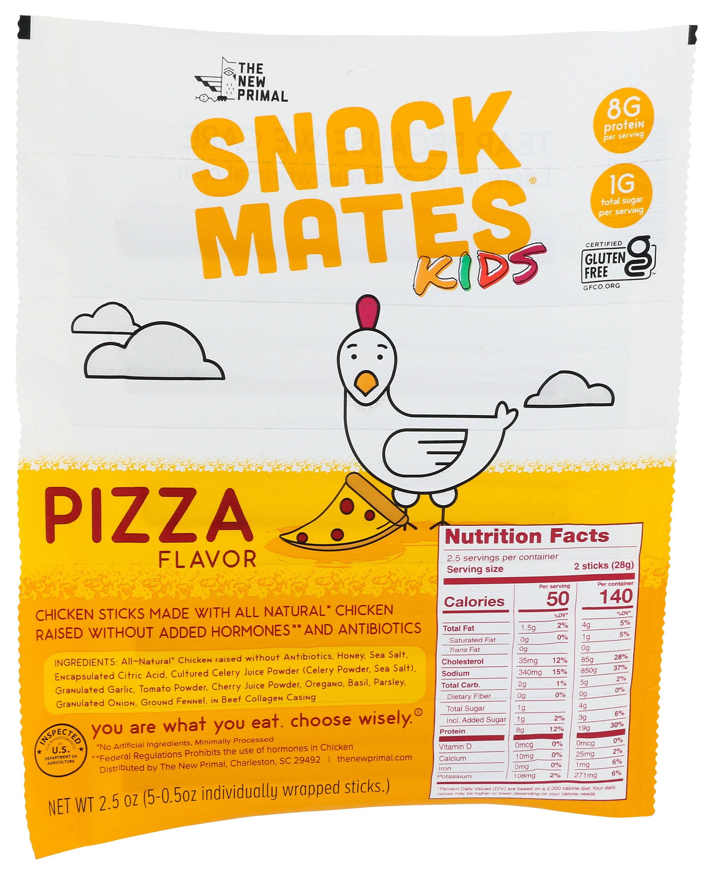 THE NEW PRIMAL PIZZA CHICKEN SNACK MATE - Case of 8