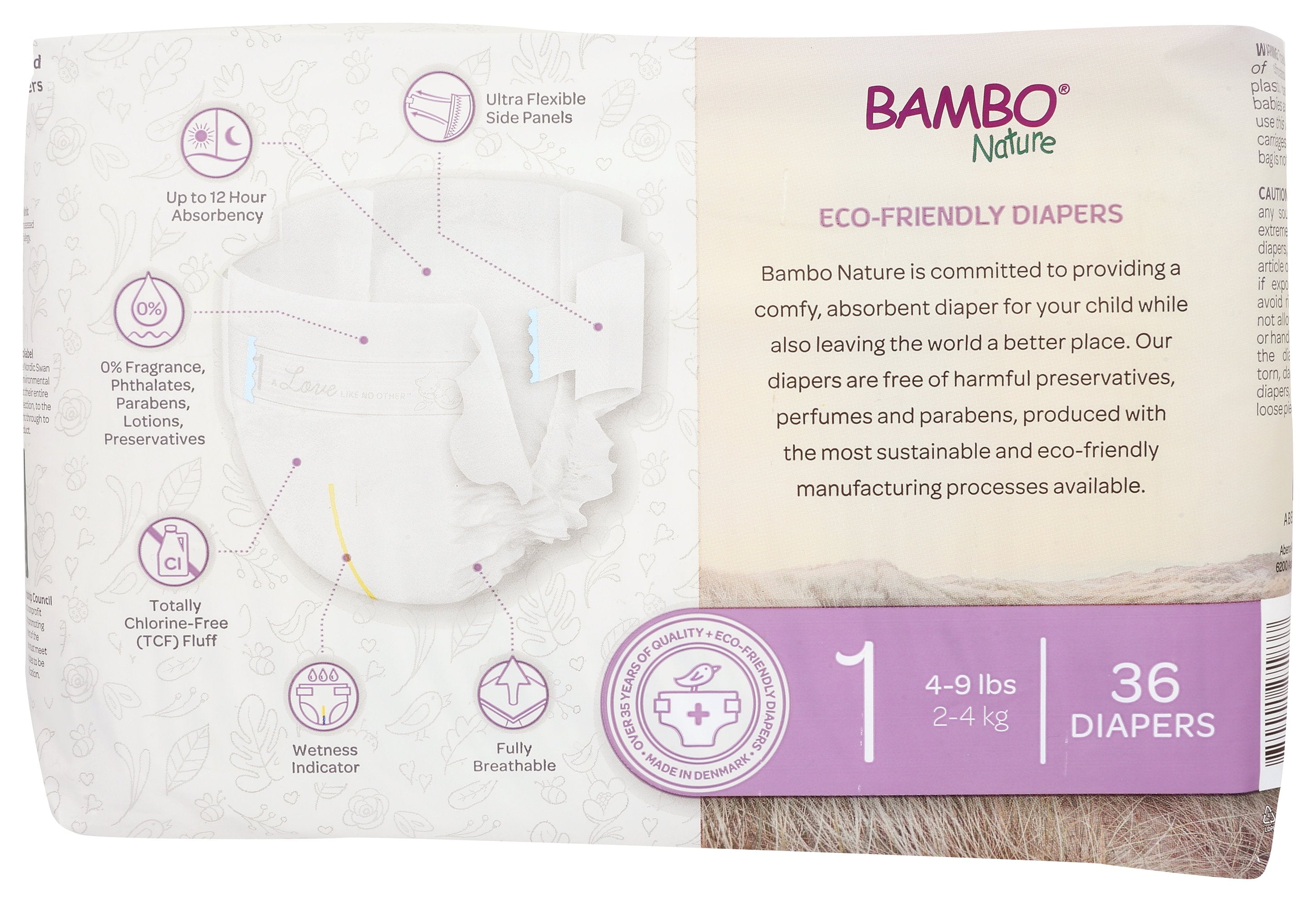 BAMBO NATURE DIAPERS BABY SIZE 1 - Case of 6