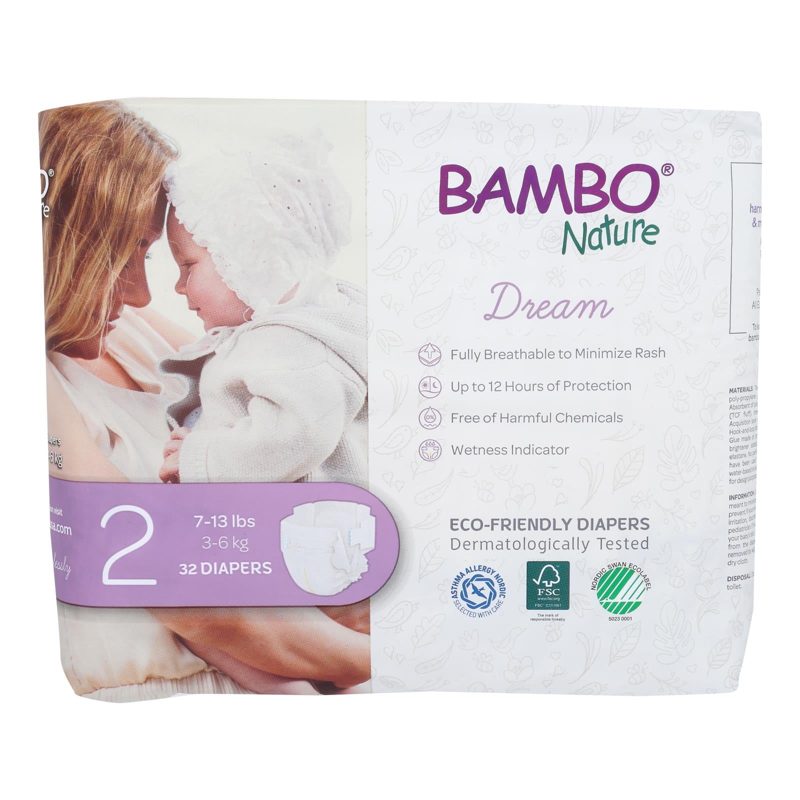 Bambo Nature - Diapers Size 2 - Case of 6-32 CT