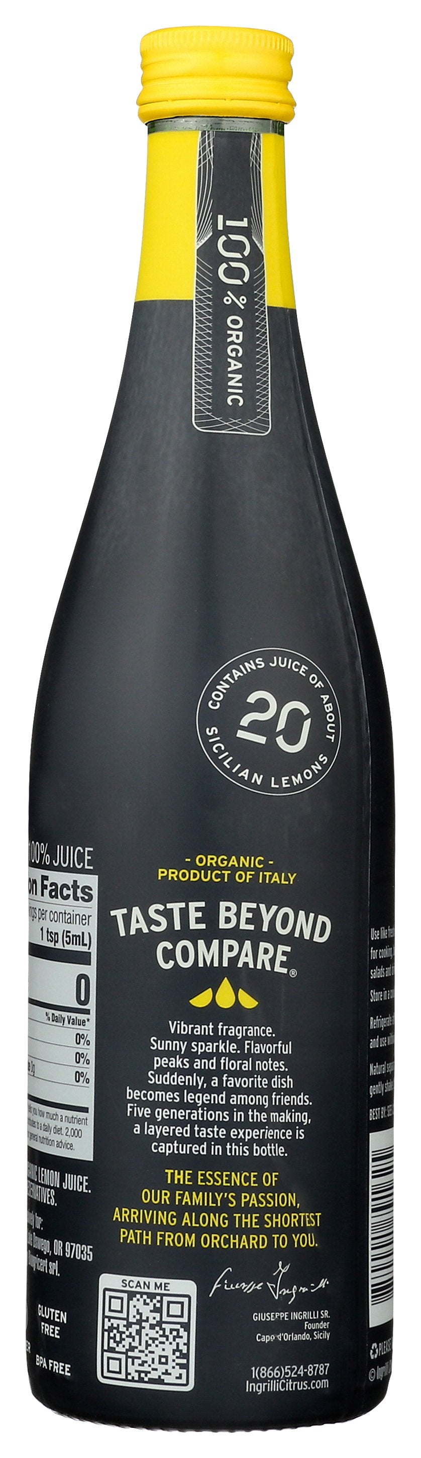 INGRILLI LEMON JUICE ORGANIC - Case of 12