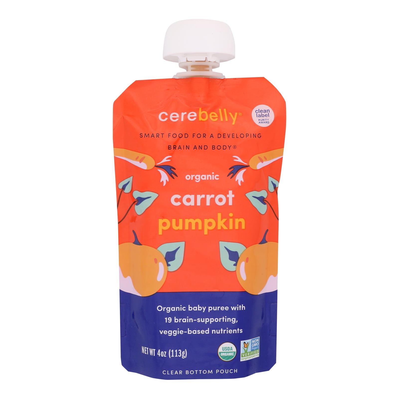 Cerebelly - Puree Carrot Pumpkin - Case of 6-4 OZ