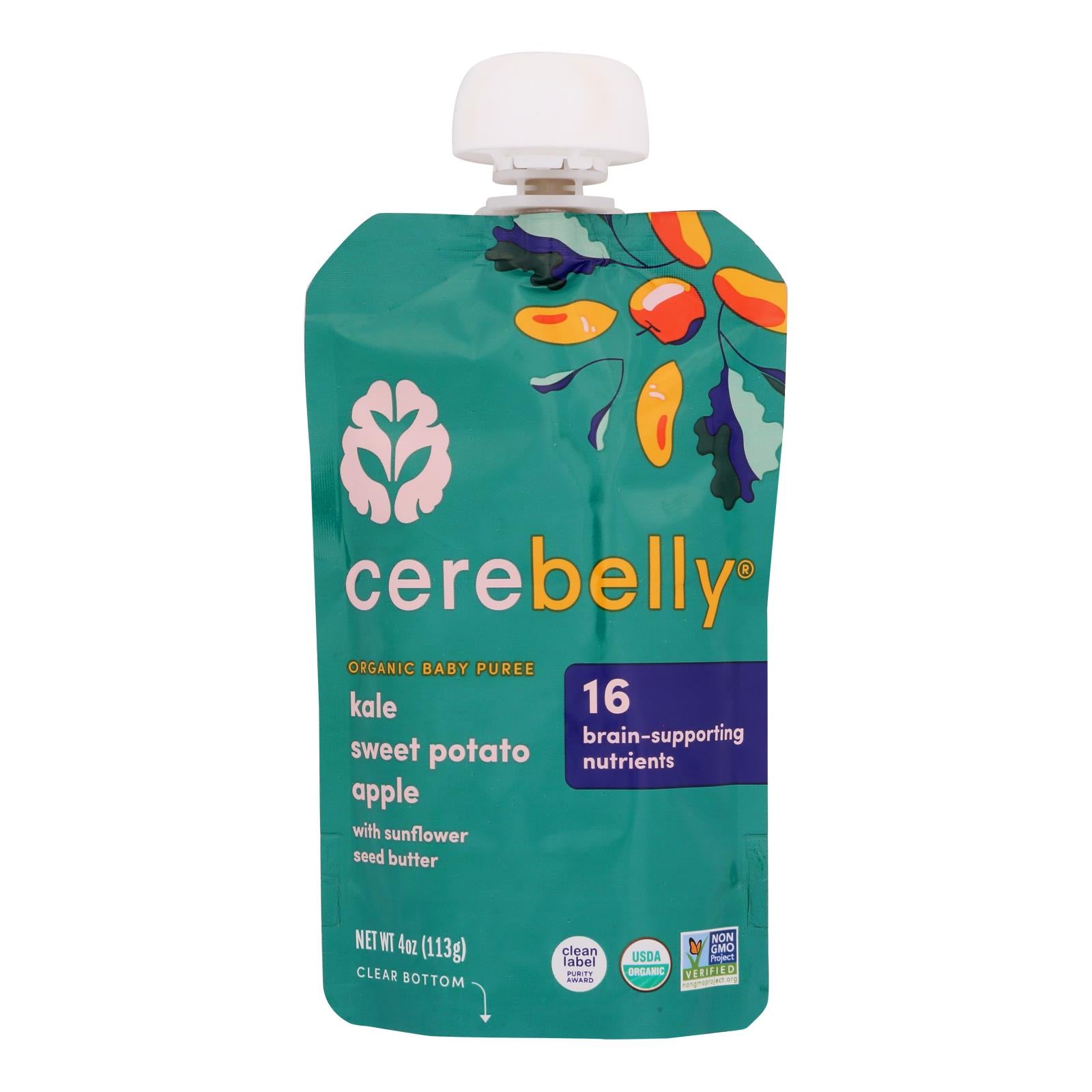 Cerebelly - Puree Kale Sweet Pot Ap - Case of 6-4 OZ