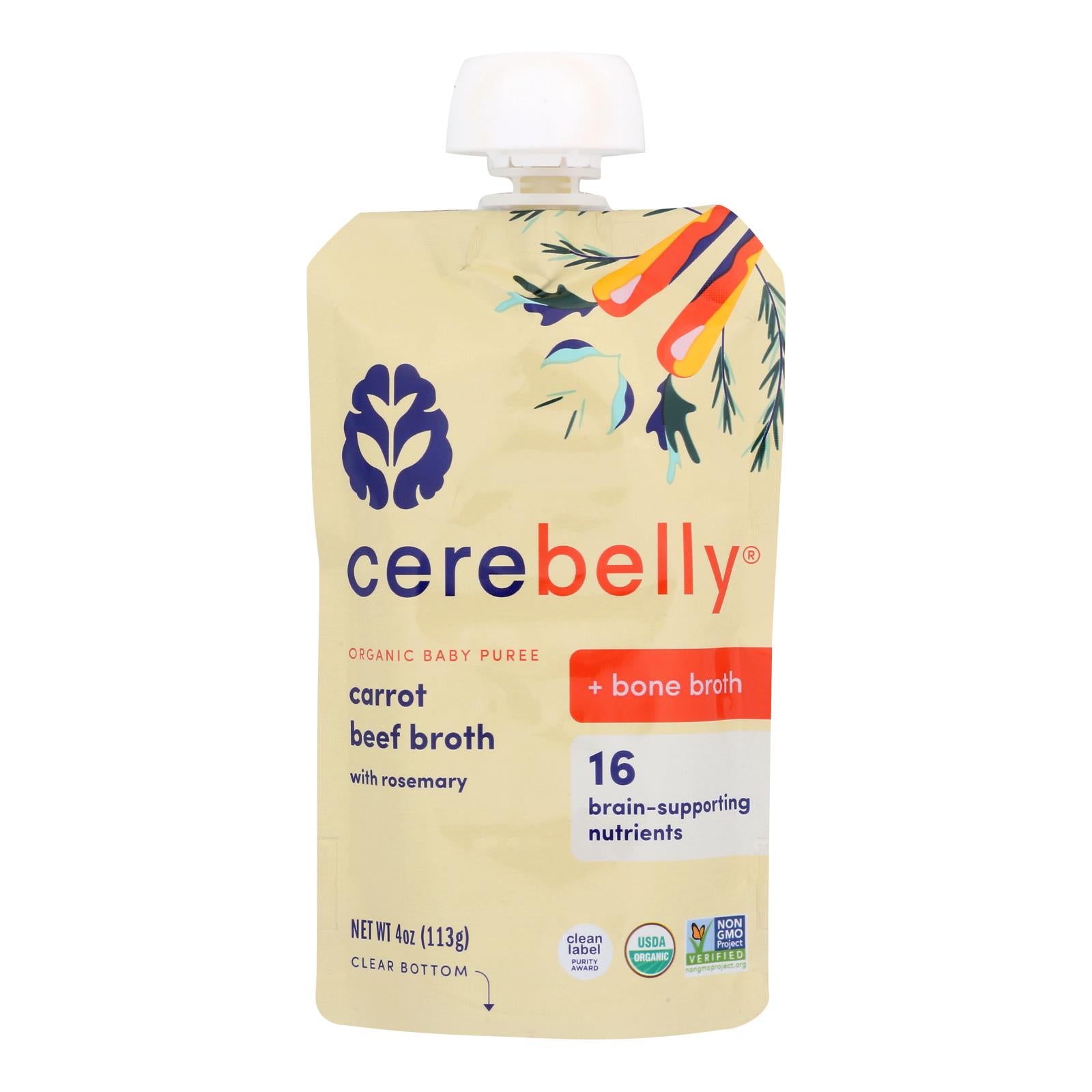 Cerebelly - Puree Carrot Bf Broth - Case of 6-4 OZ