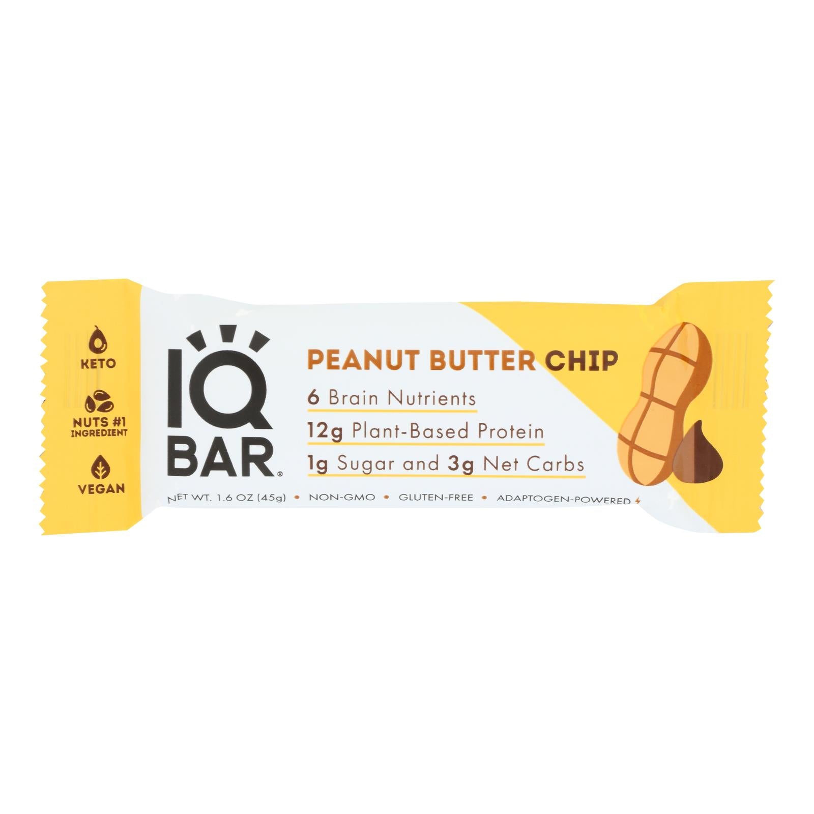 Iq Bar - Bar Peanut Butter Chip - Case of 12 - 1.6 OZ