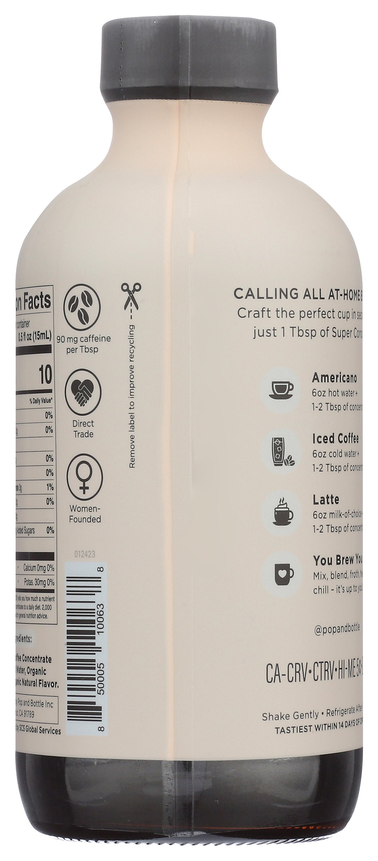 POP AND BOTTLE COFFEE SC MOCHA ORG - Case of 6