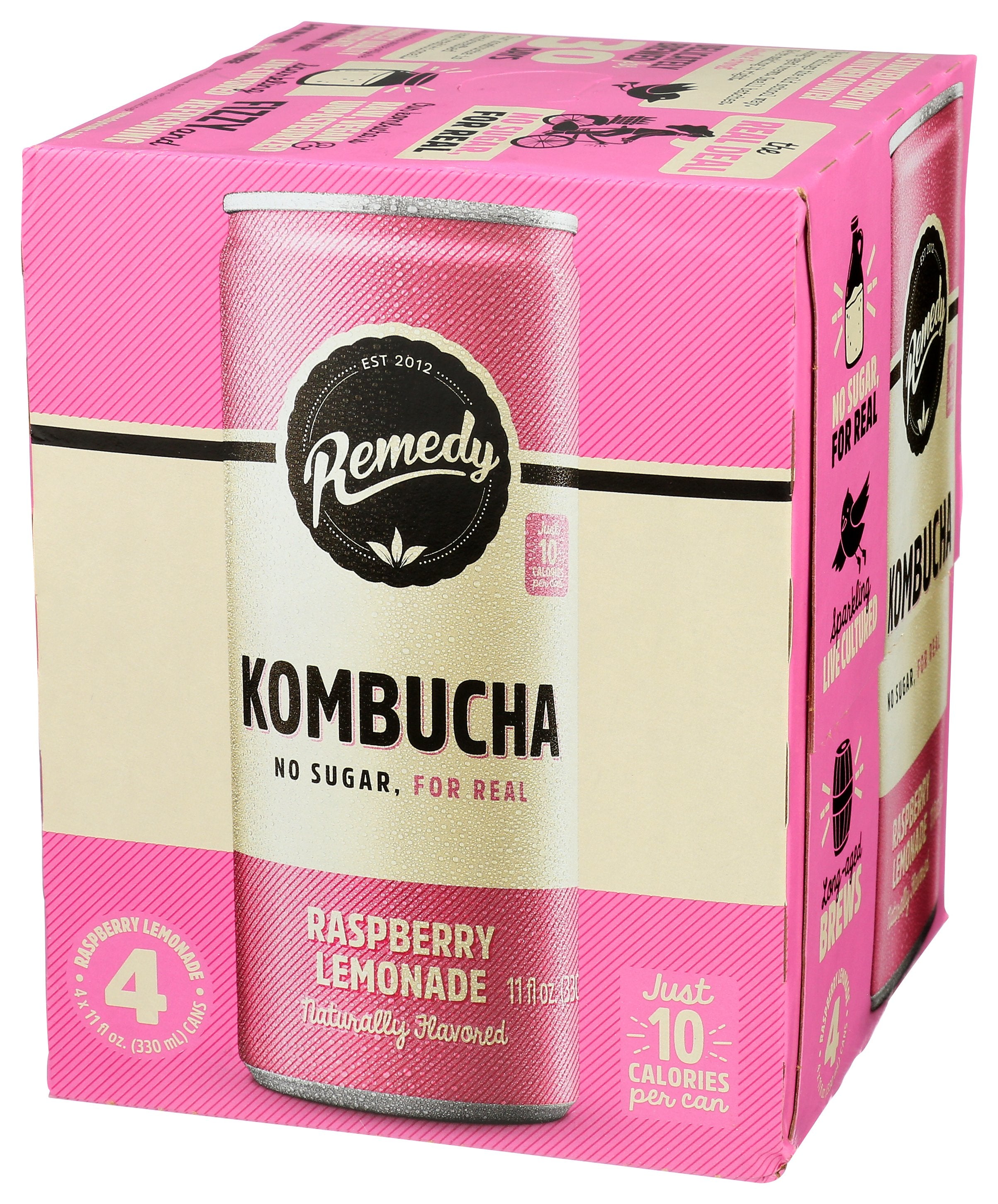 REMEDY KOMBUCHA RSPBRY LMND 4PK - Case of 6