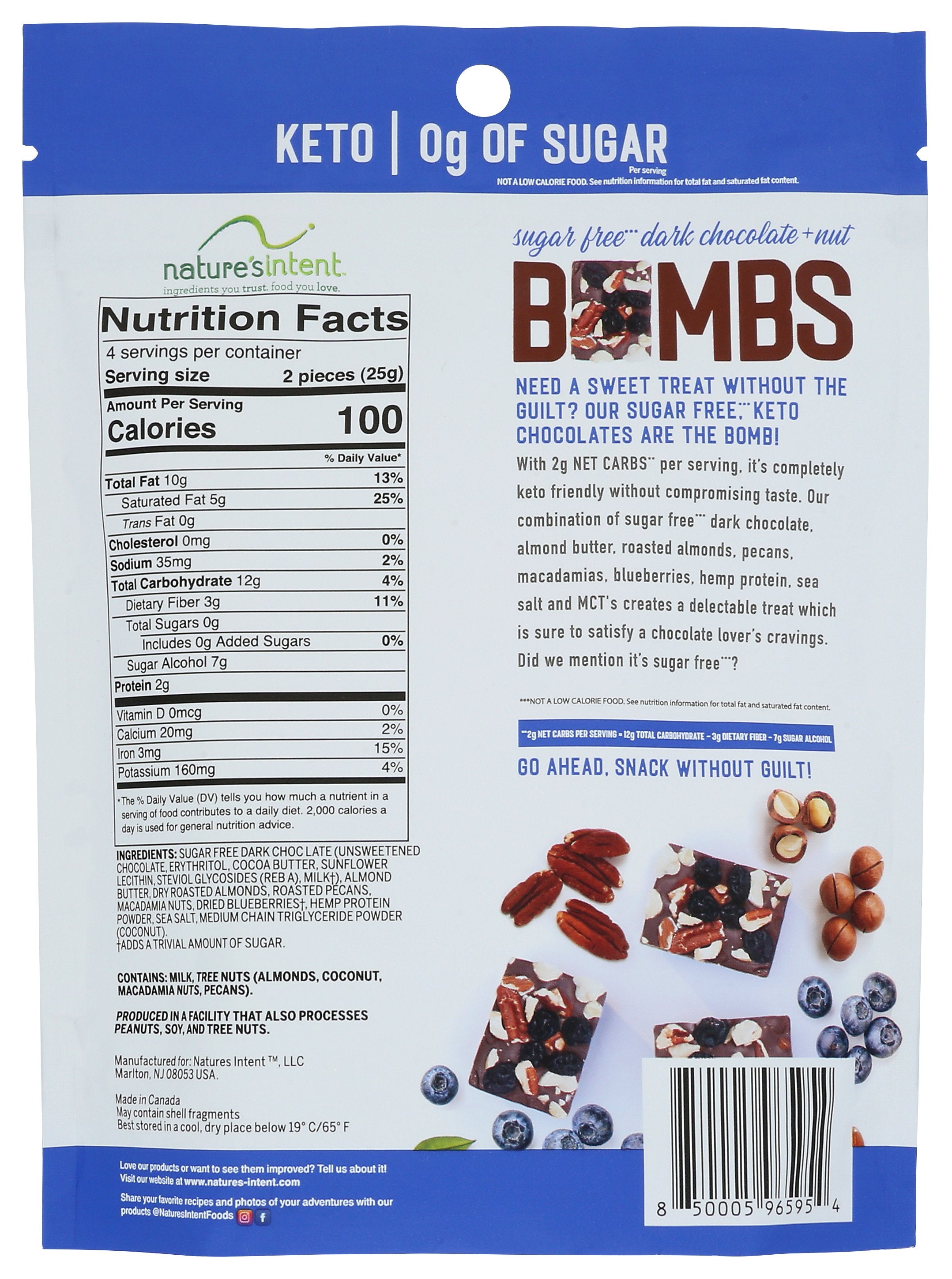 NATURES INTENT BOMBS BBRRY DRK CHOC NUTS - Case of 8