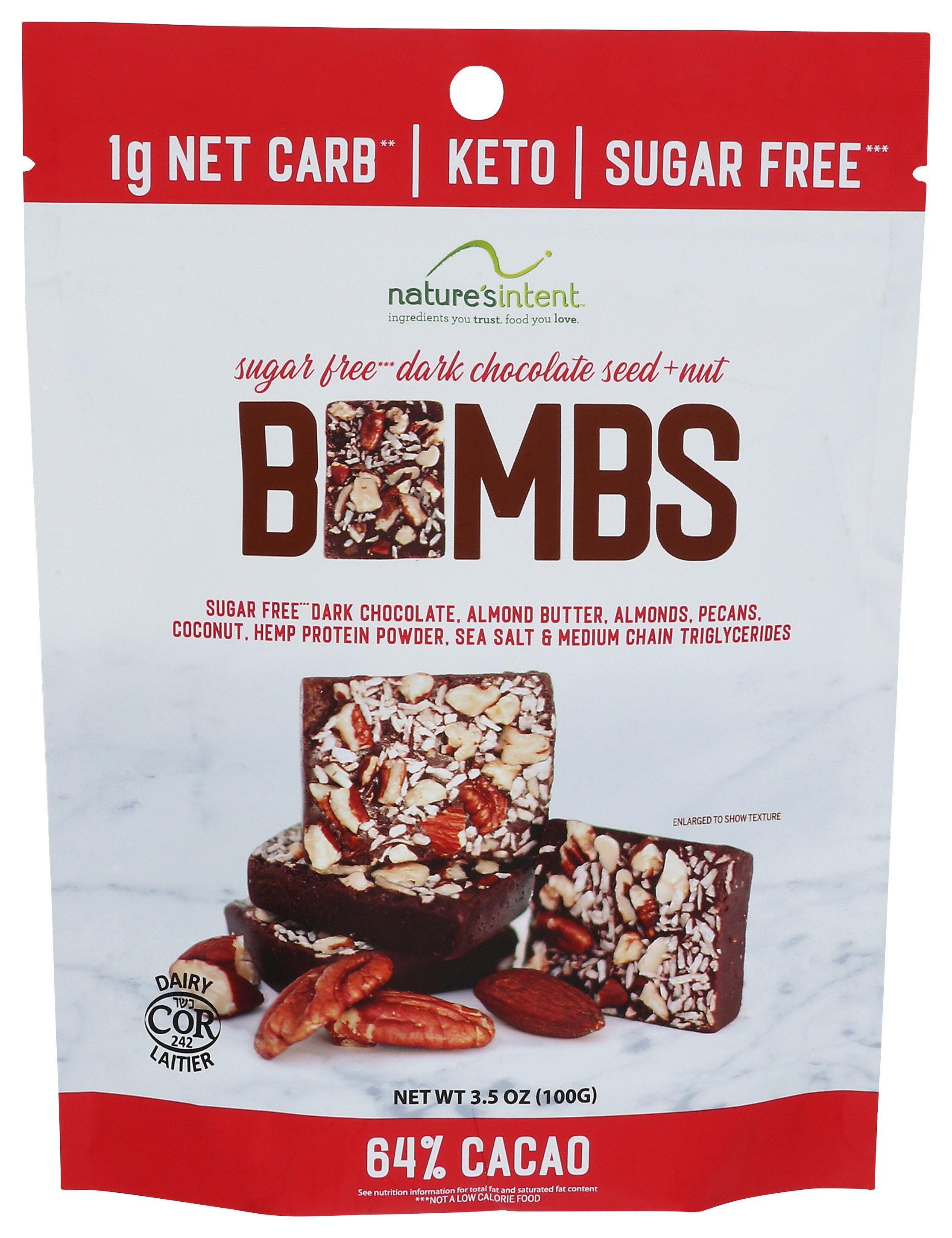 NATURES INTENT BOMBS ORGNL DRK CHOC NUTS - Case of 8