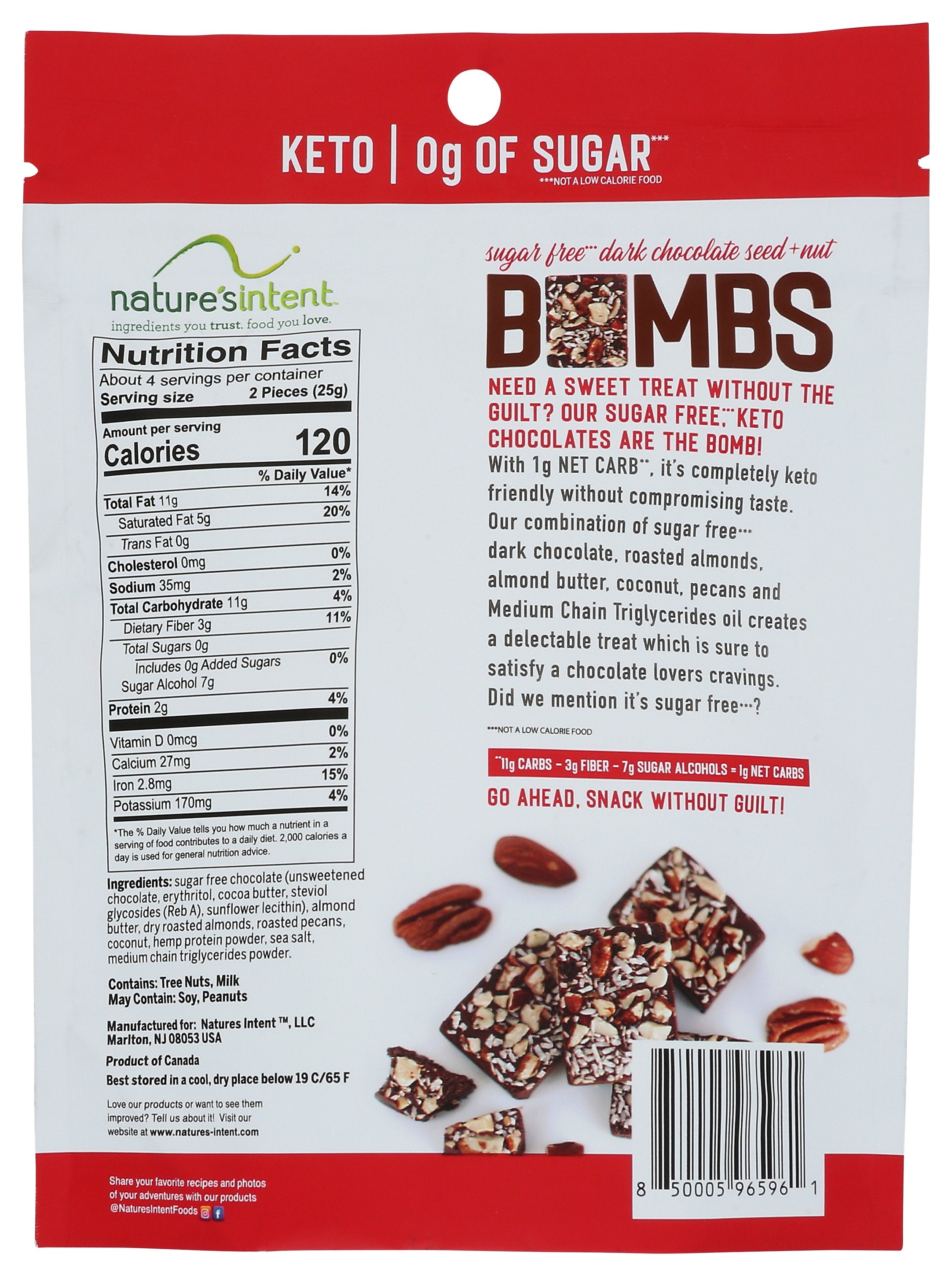 NATURES INTENT BOMBS ORGNL DRK CHOC NUTS - Case of 8