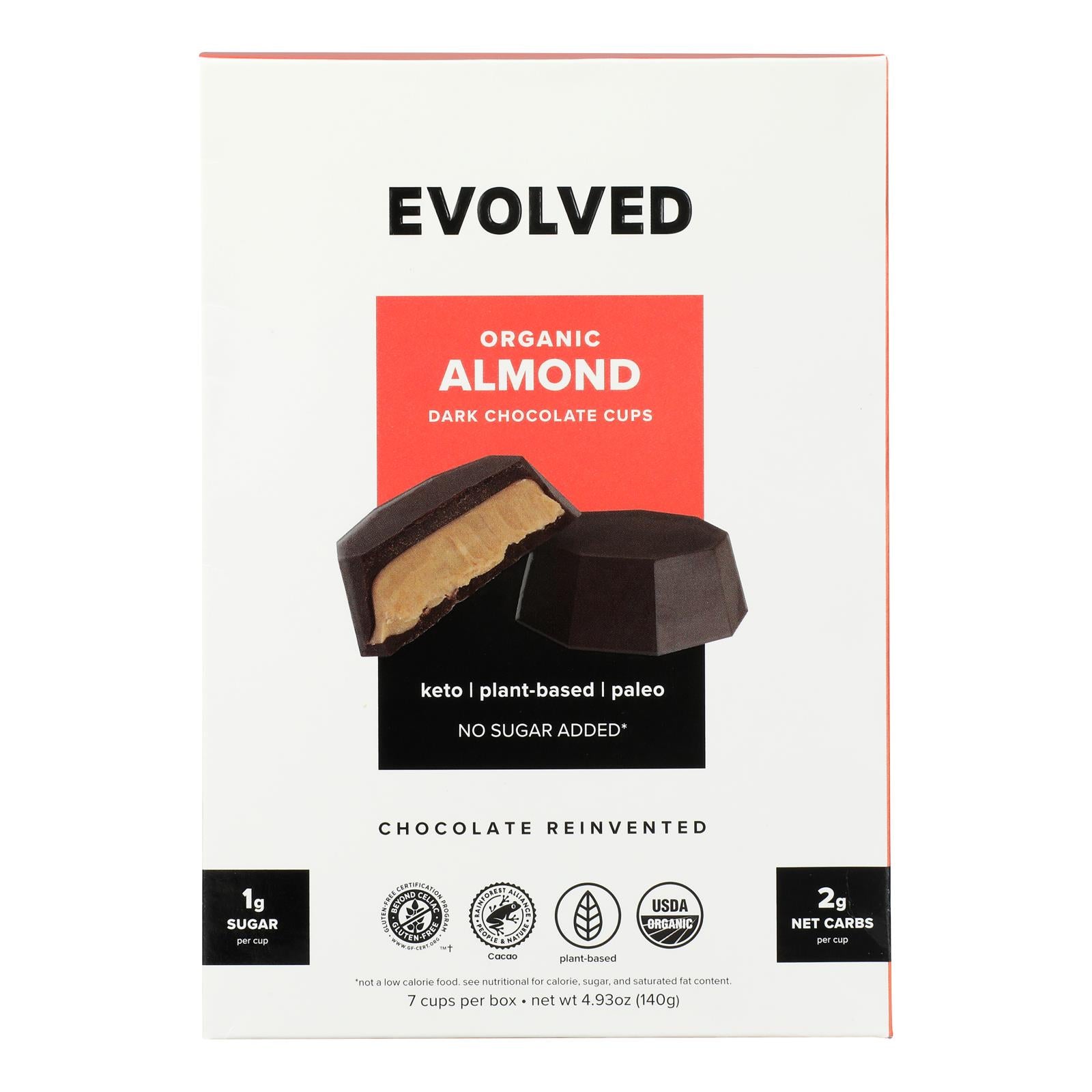 Evolved - Keto Cups Almond 7pk - Case of 6-4.93 OZ