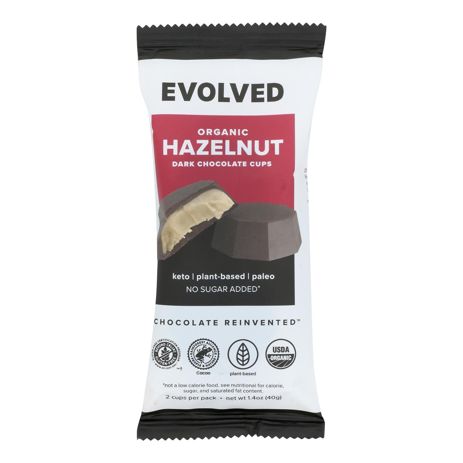 Evolved - Keto Cups Hazelnut 2pk - Case of 9-1.41 OZ