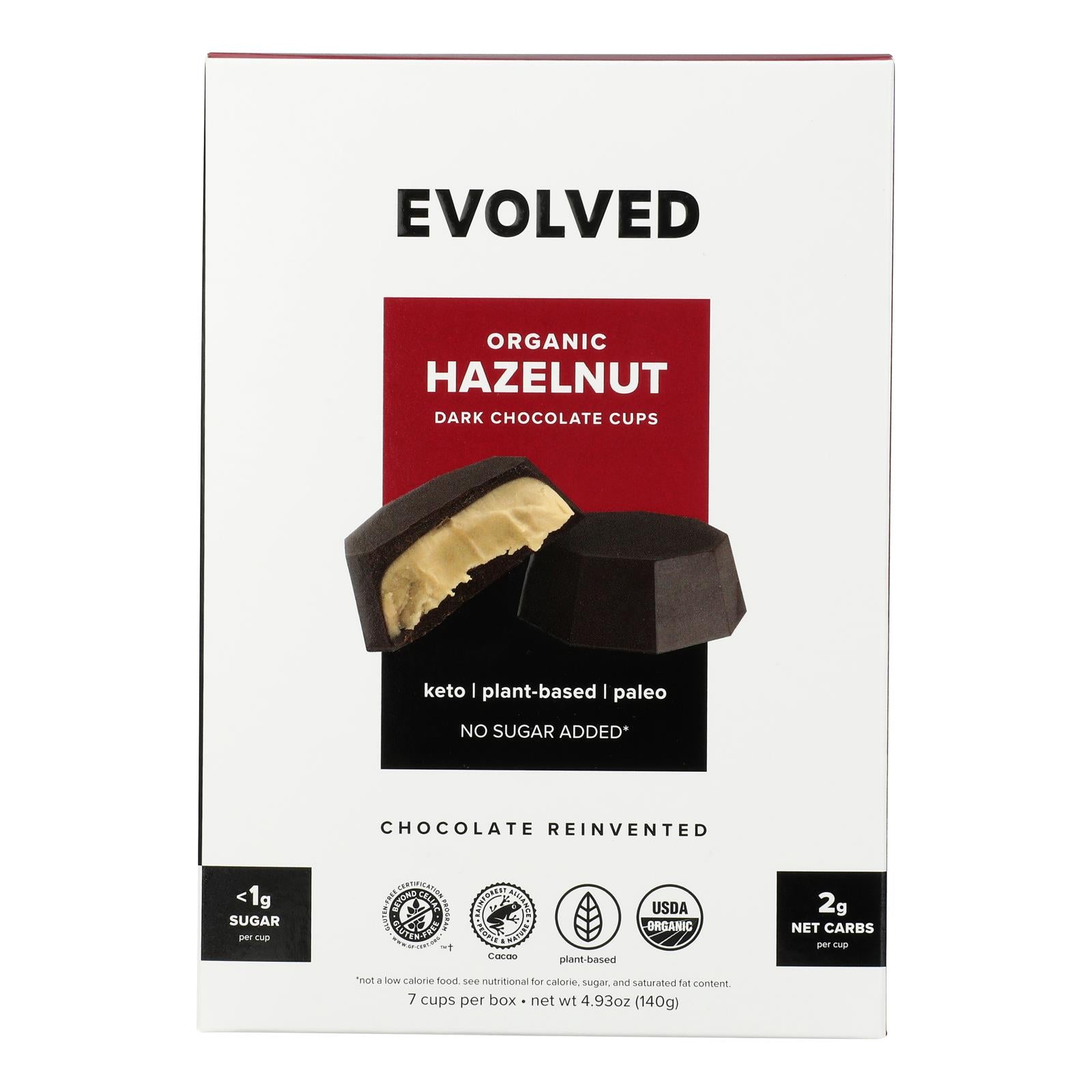 Evolved - Keto Cups Hazelnut 7pk - Case of 6-4.93 OZ