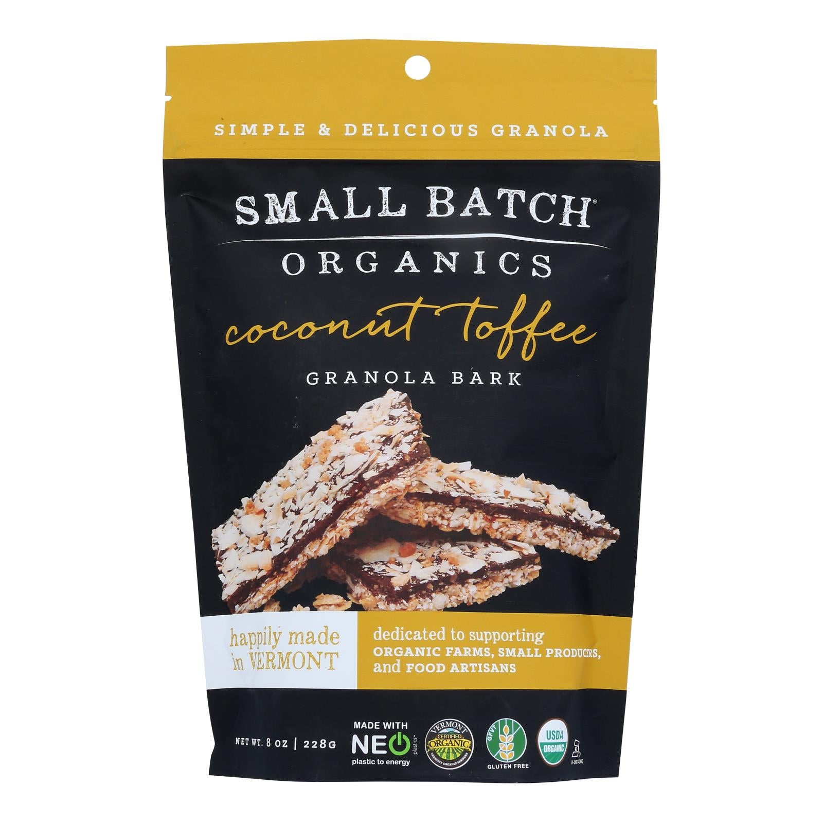 Small Batch Organics Coconut Toffee Granola Bark  - Case of 6 - 8 OZ