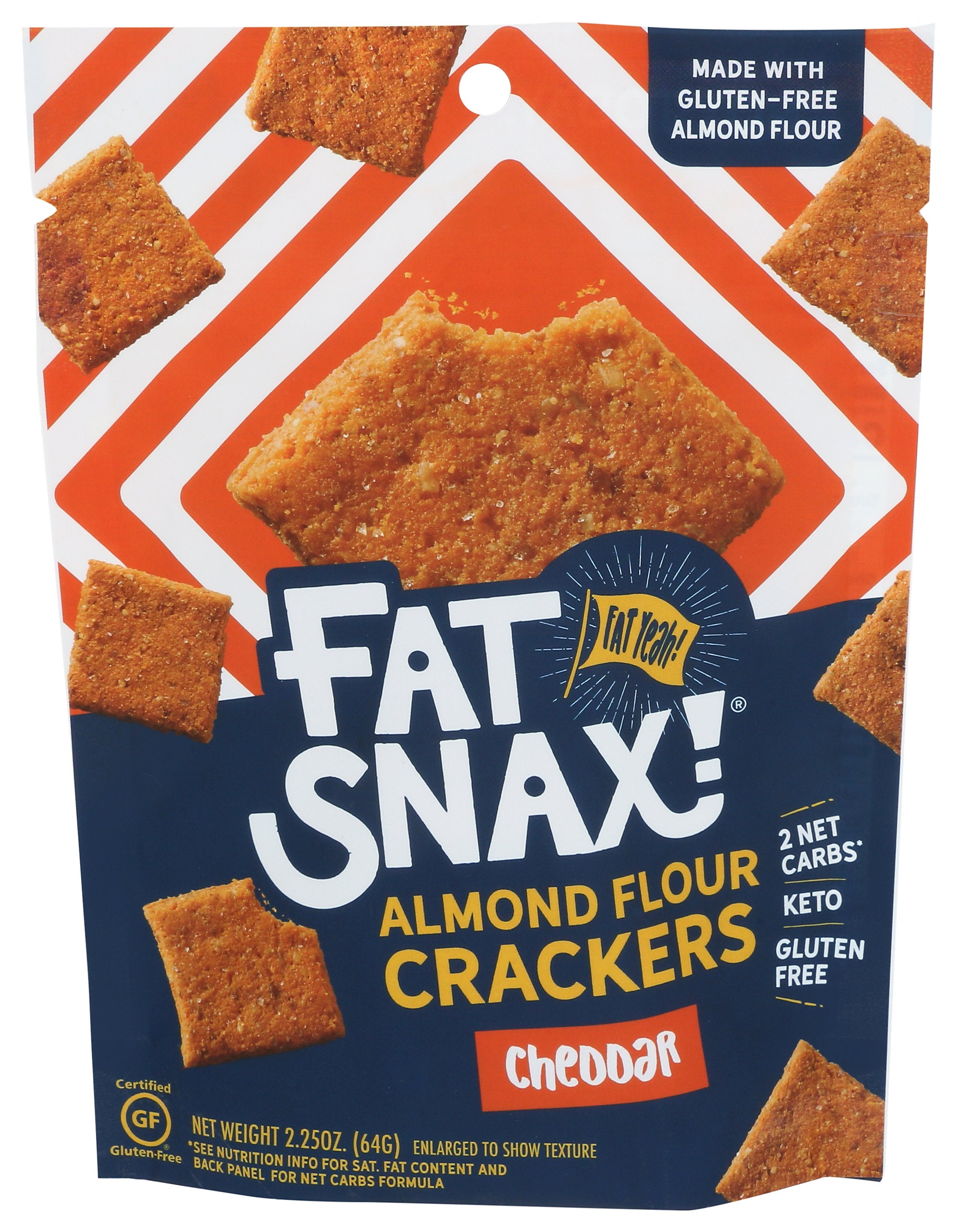 FAT SNAX CRACKER ALM FLR CHEDDAR - Case of 8