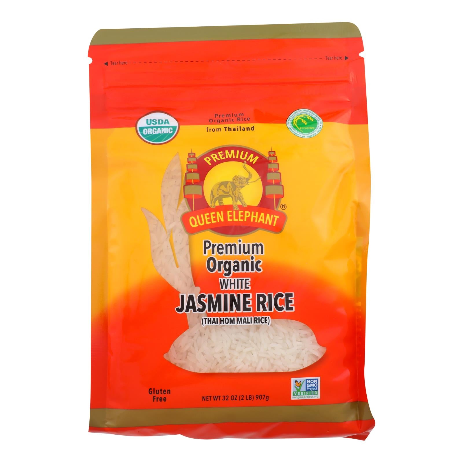 Queen Elephant - Rice Organic Jasmine White - Case of 6-2 Pounds