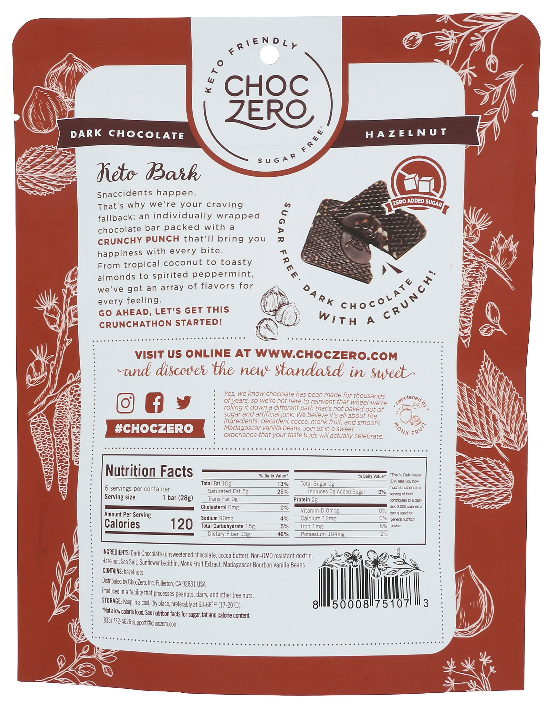 CHOCZERO BARK DRK CHOC HZLNT - Case of 12