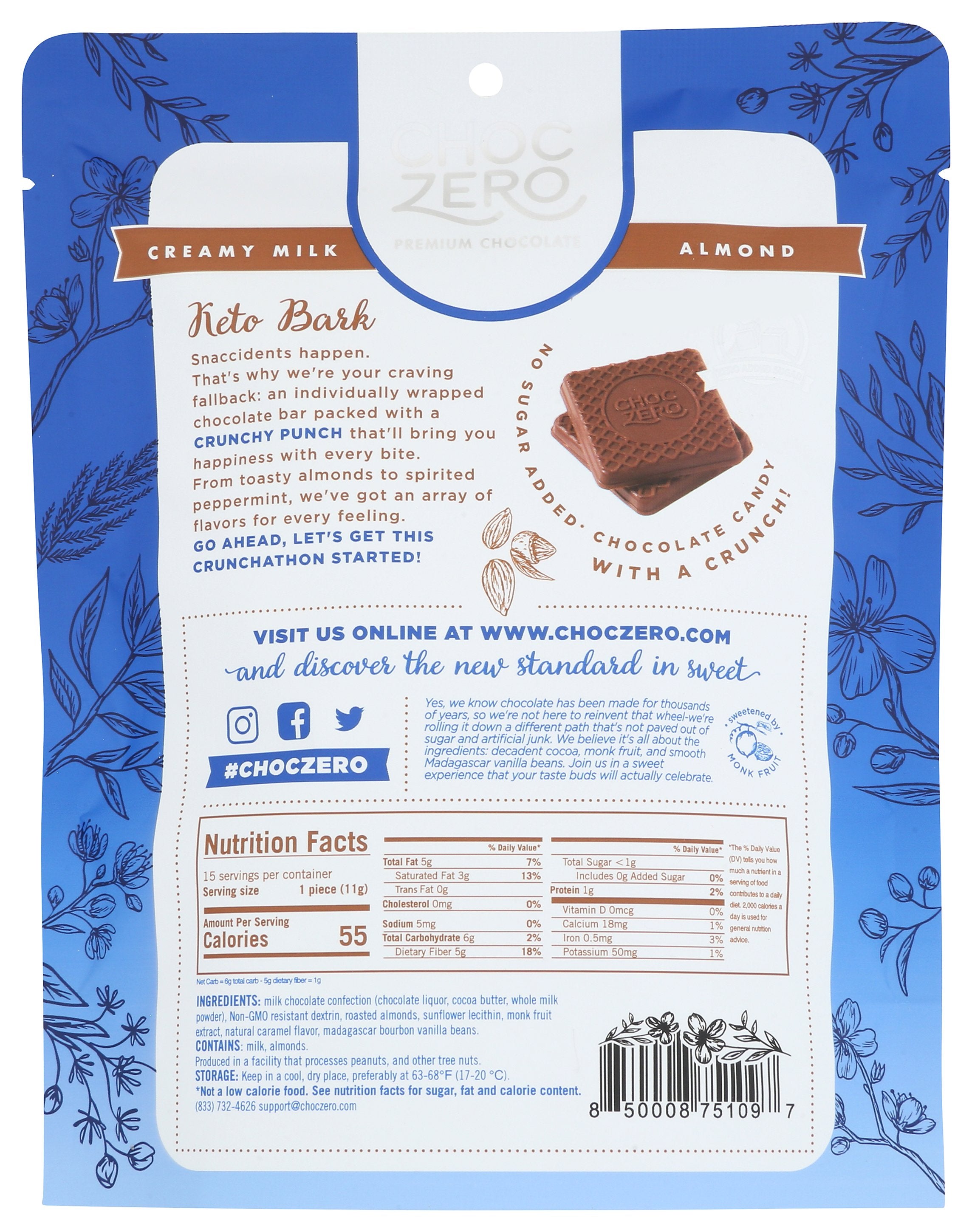 CHOCZERO BARK MLK CHOC ALMND - Case of 12