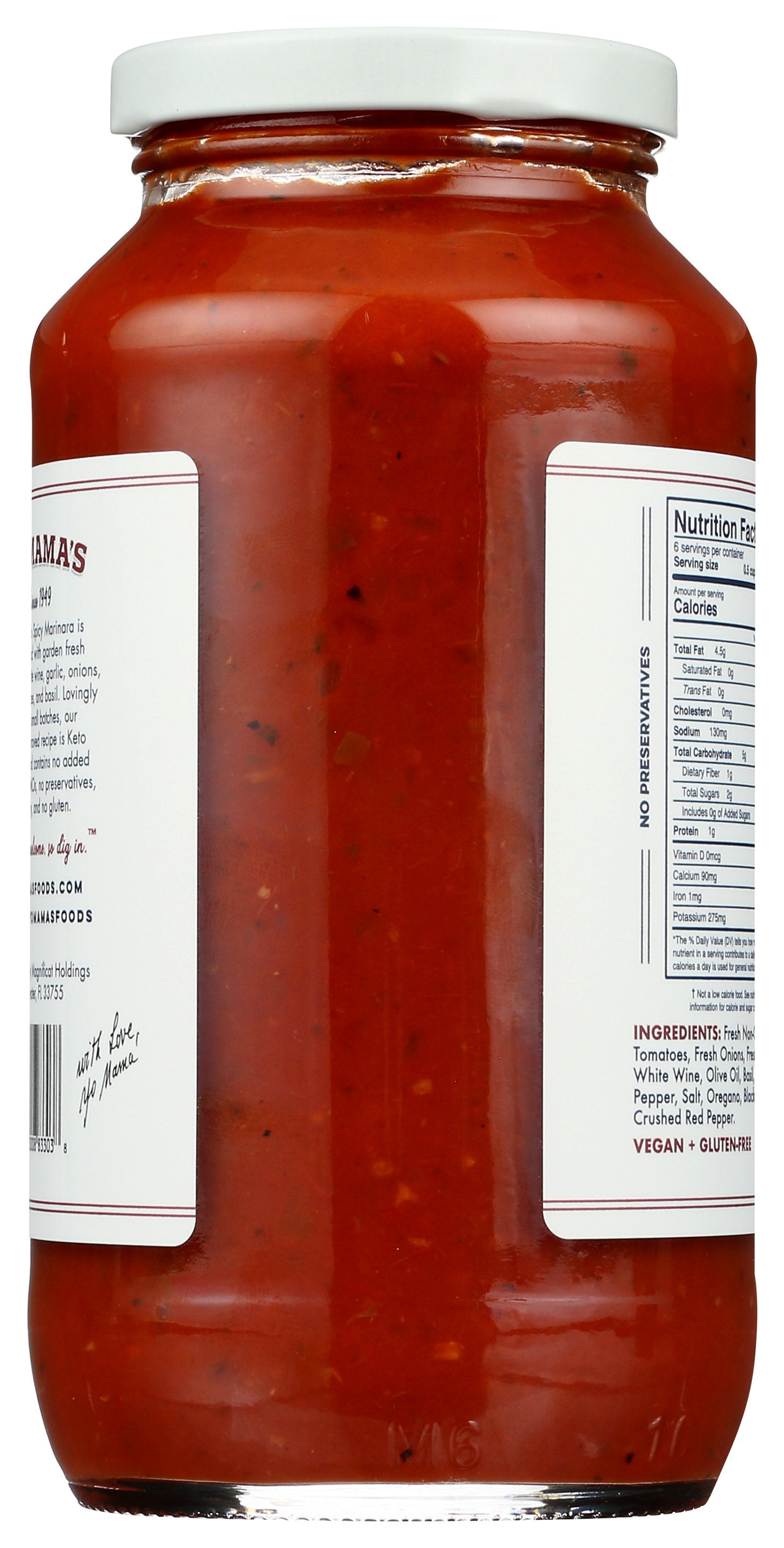 YO MAMAS FOODS SAUCE SPICY MARINARA - Case of 6