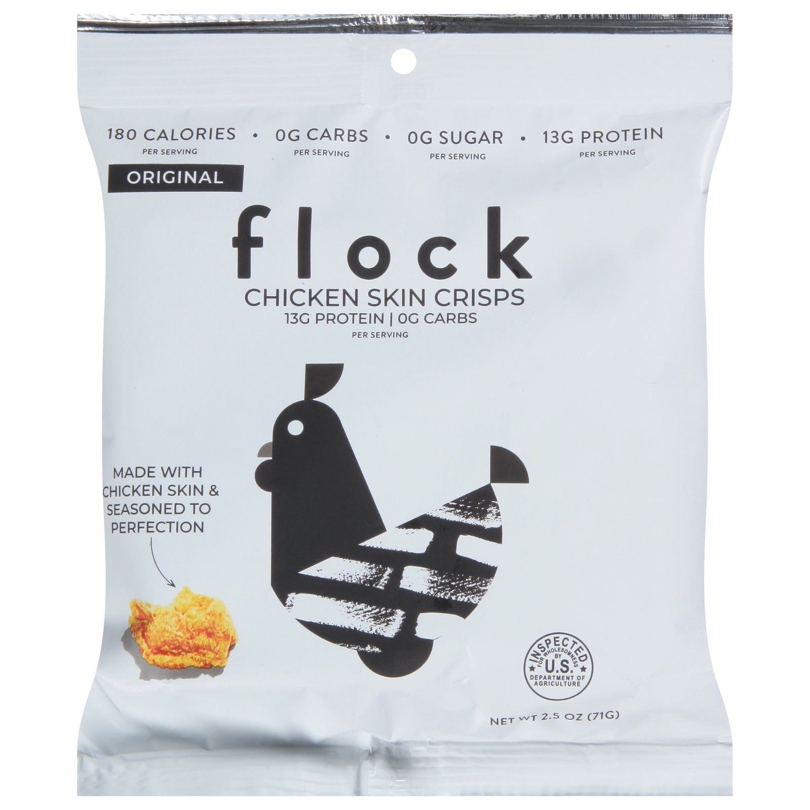 Flock - Chips Chicken Skin Original - Case of 8-2.5 OZ