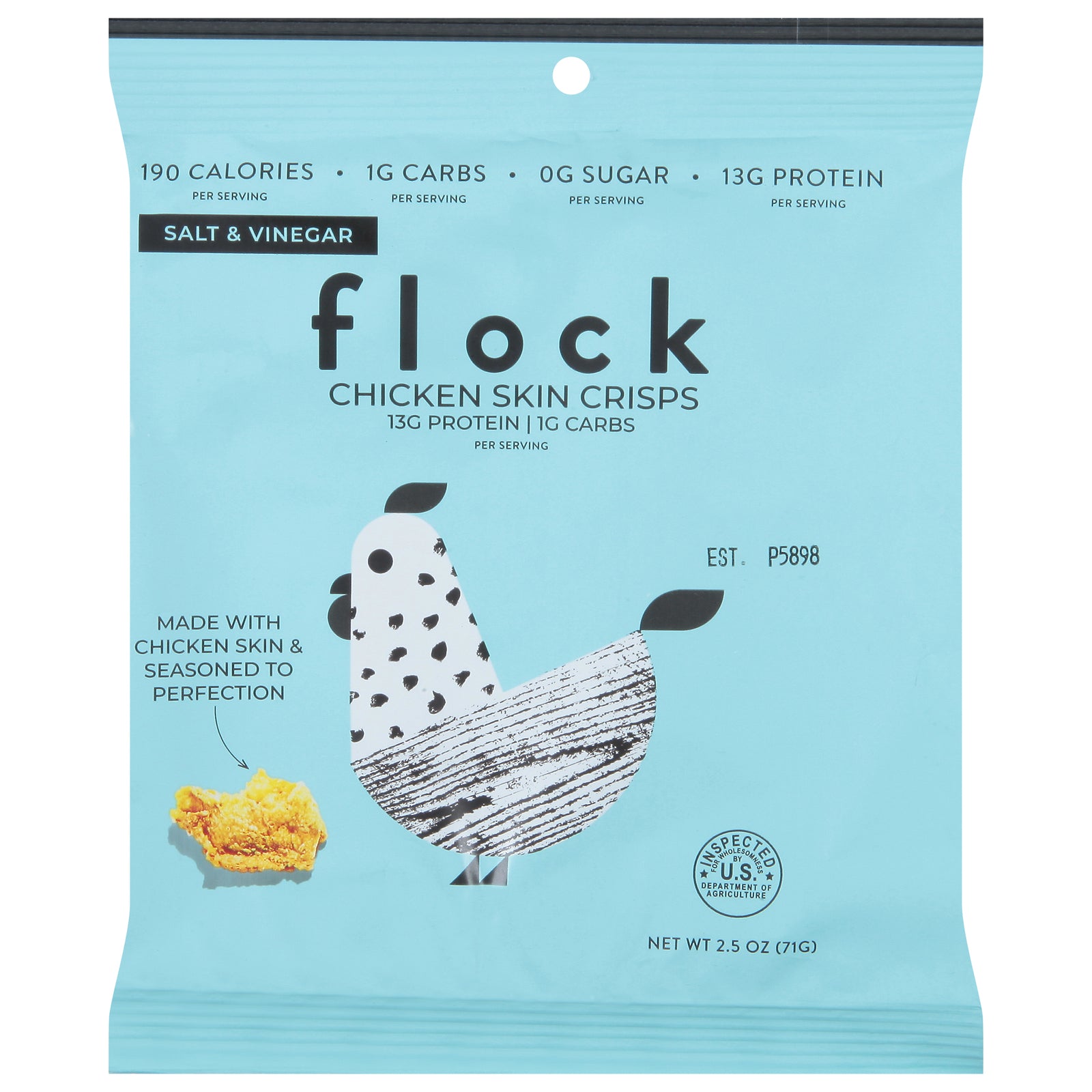 Flock - Chips Chicken Skin Slt&vngr - Case of 8-2.5 OZ