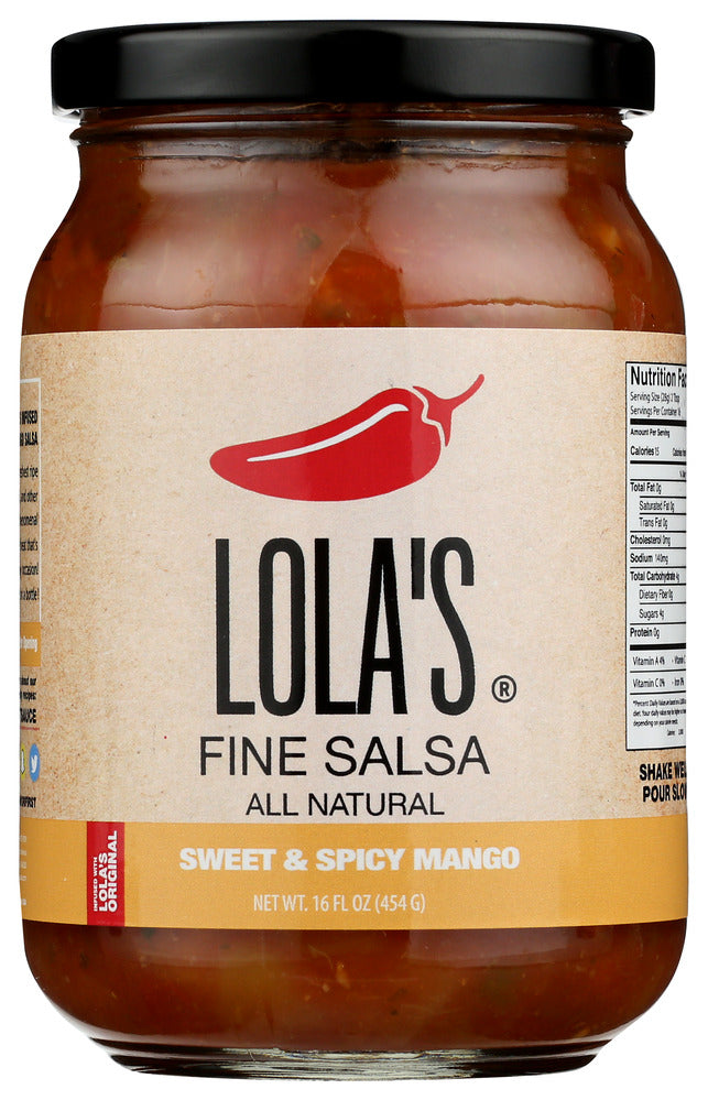 Lola's Fine Hot Sauce Salsa Sweet and Spicy Mango - Pack of 6 - 16 fl oz