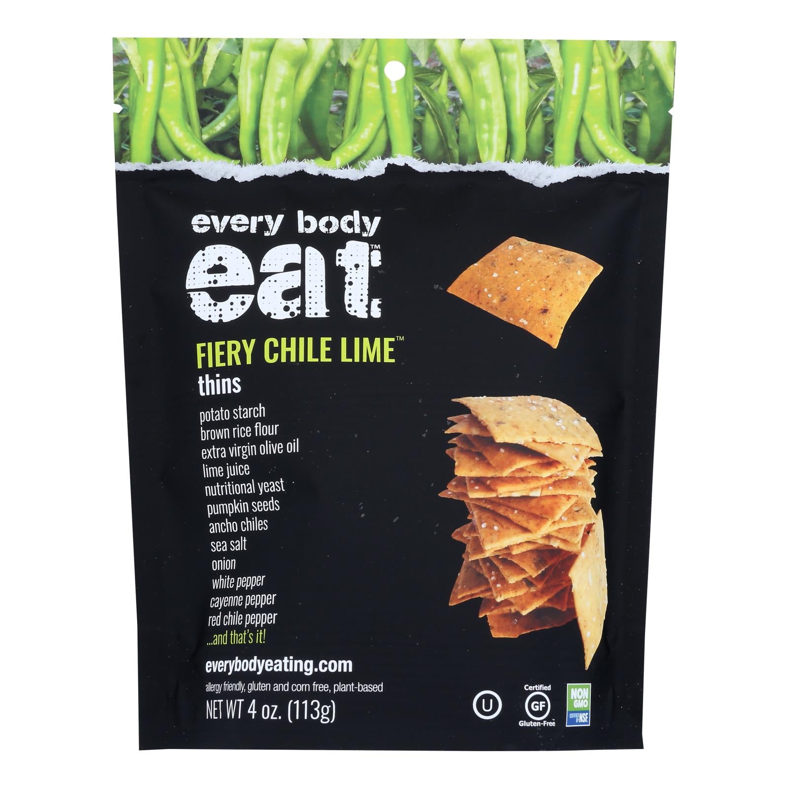 Every Body Eat - Snack Thins Fiery Chil Lime - Case of 6-4 OZ