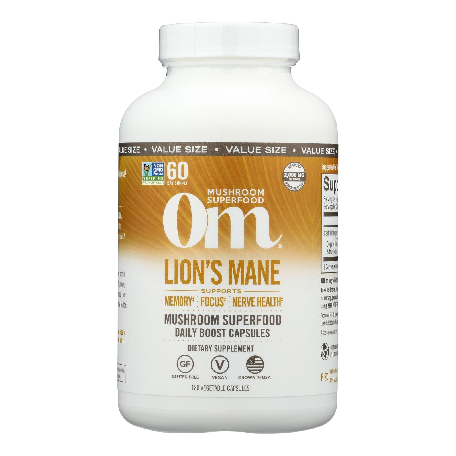 Om - Mush Sprfd Lions Mane - 1 Each-180 Ct