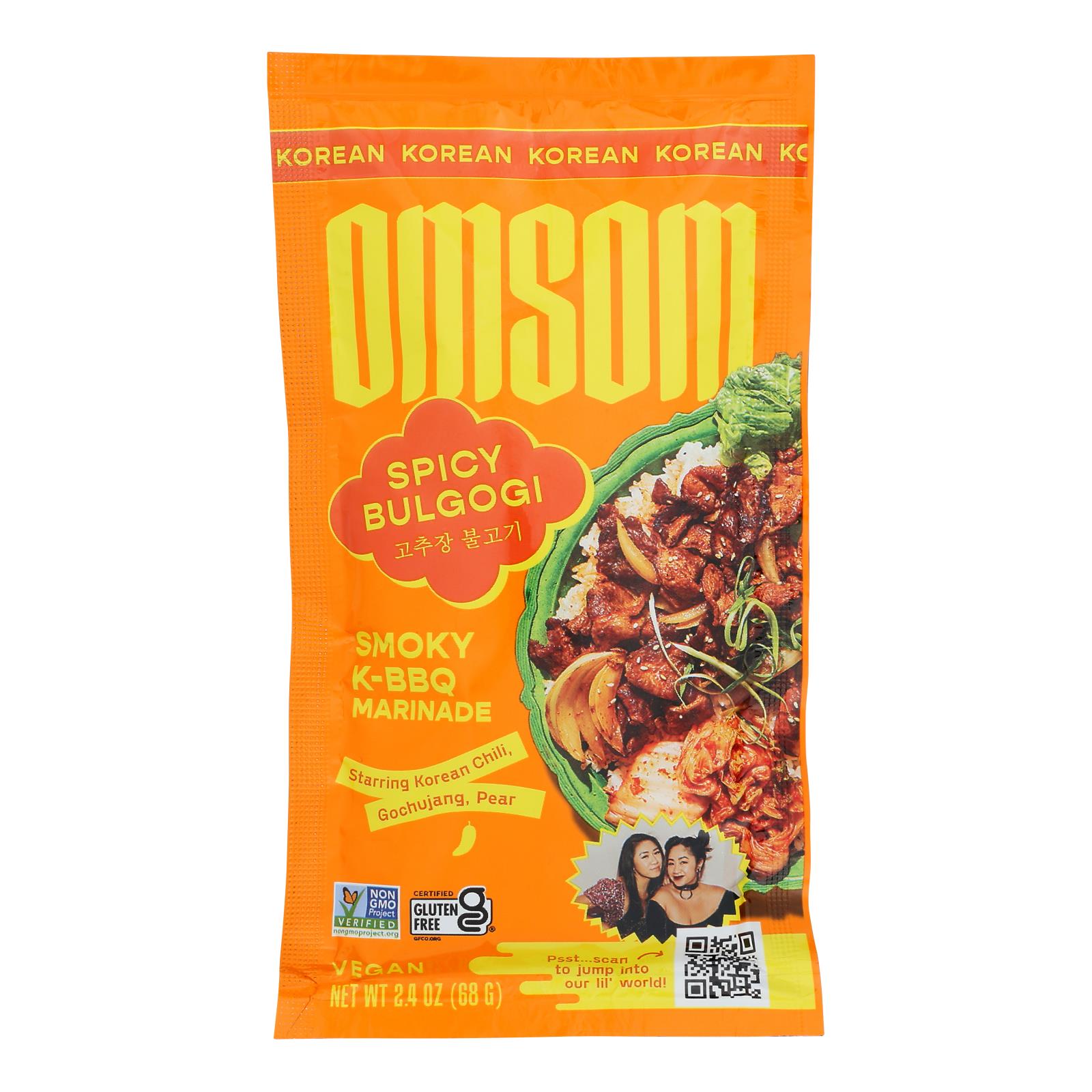 Omsom - Marinated Smoky Korean BBQ Spicy Bulgogi - Case of 8-2.4 Fluid Ounces