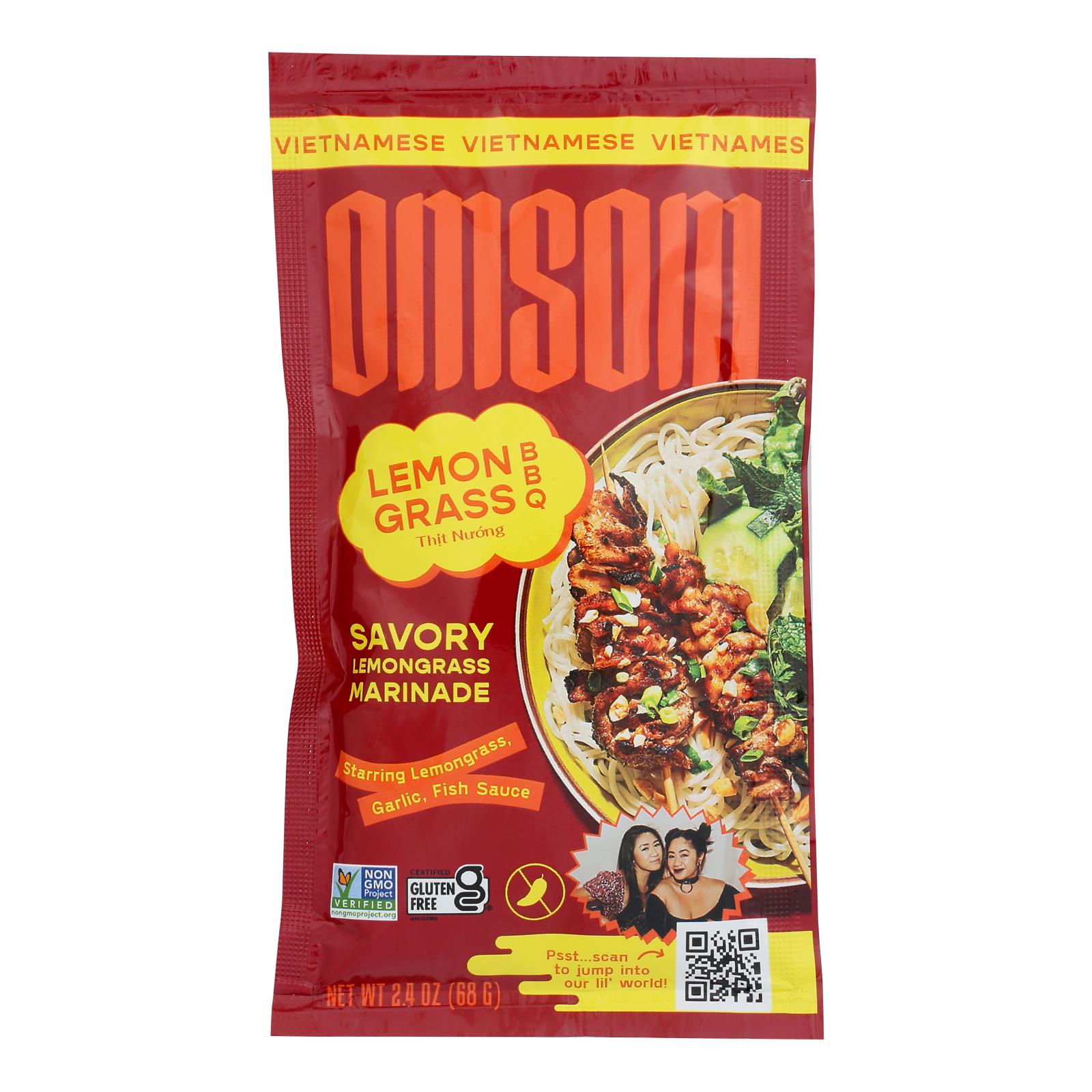 Omsom - Marinated Savory Lemongrass Barbecue - Case of 8-2.4 Fluid Ounces