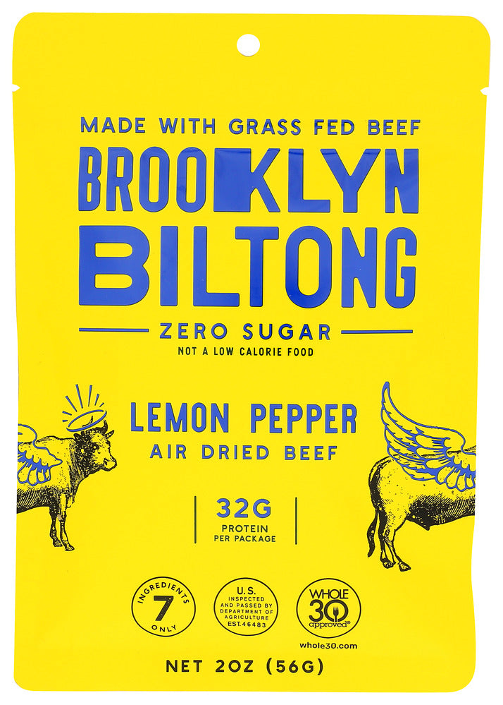 Brooklyn Biltong Jerky Lemon Pepper - Case of 8 - 2oz
