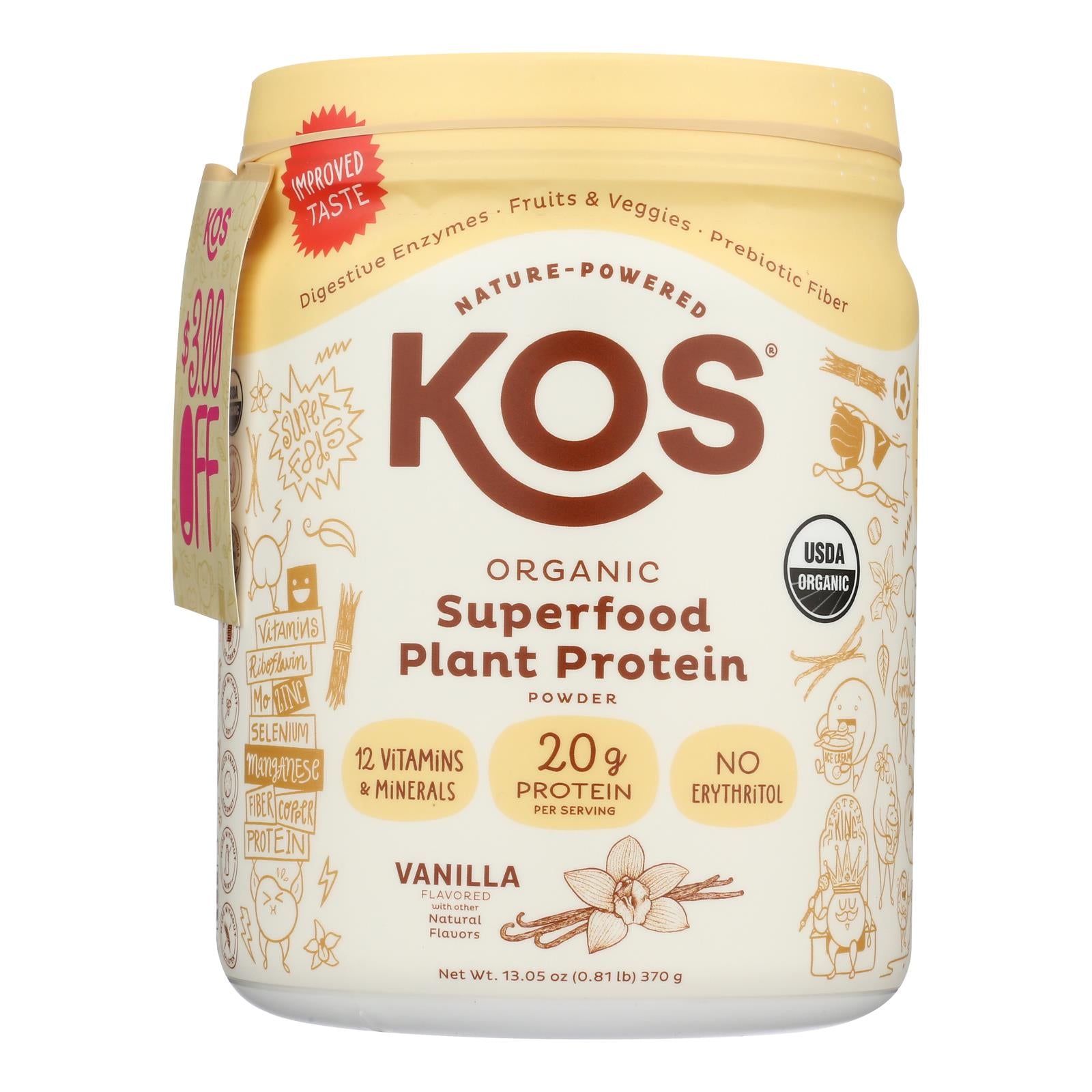 Kos - Protein Powder Vanilla - 1 Each-13.05 Oz