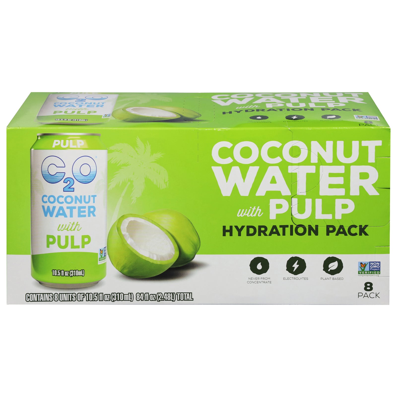 C2O Pure Coconut Water - Coconut Water With Pulp - Case of 3-8/10.5 Ounces