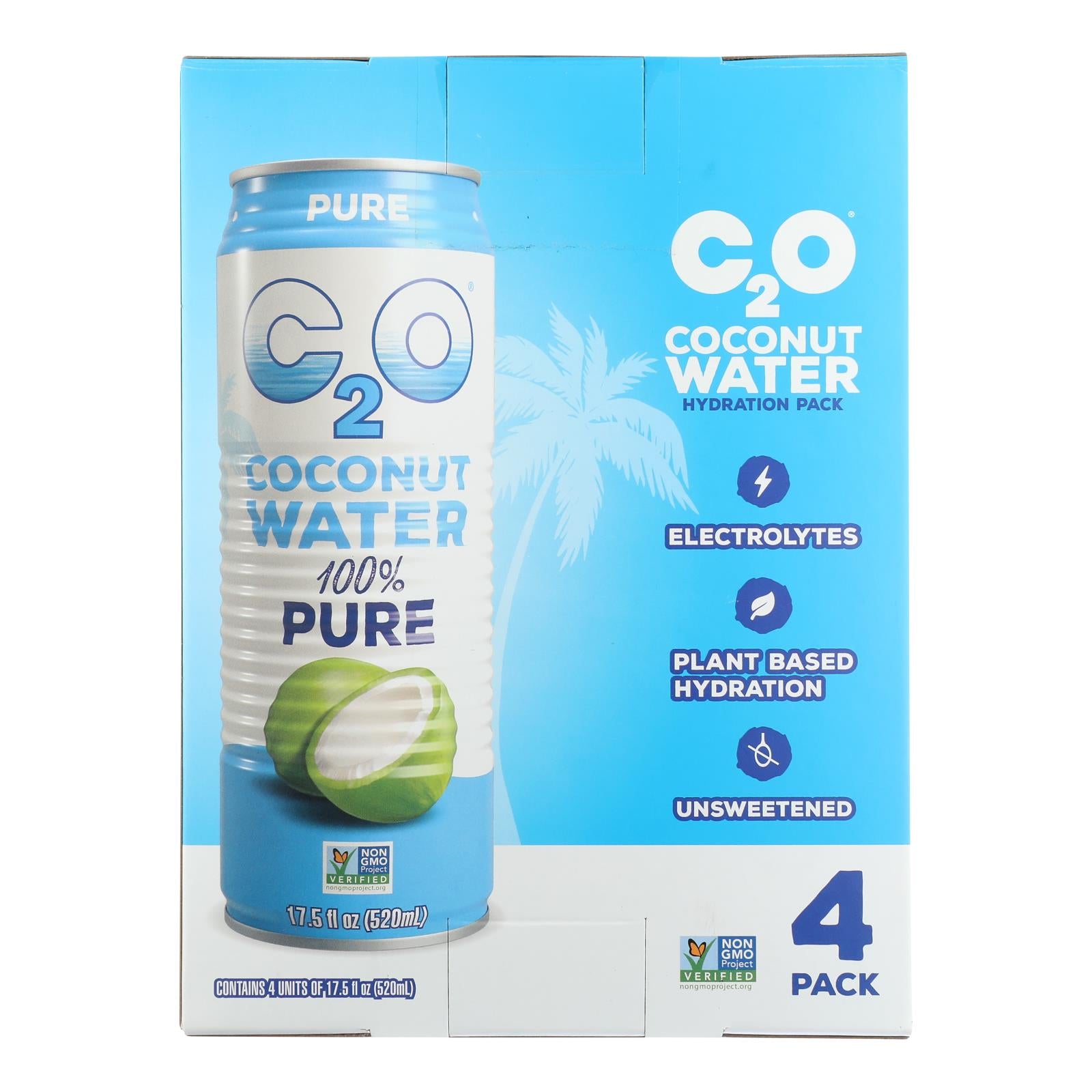 C2o Pure Coconut Water - Coconut Water Hydratn 4 Pck - Case of 6-4/17.5 Z