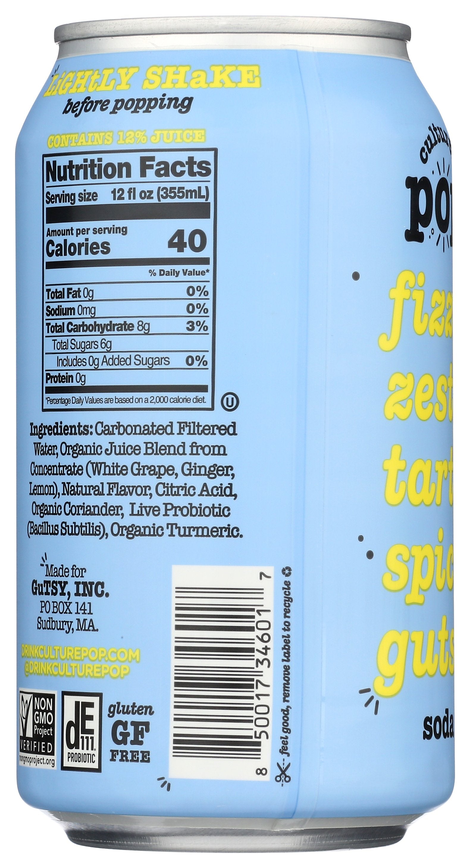 CULTURE POP SODA PREBIOTIC GINGER LMN - Case of 12