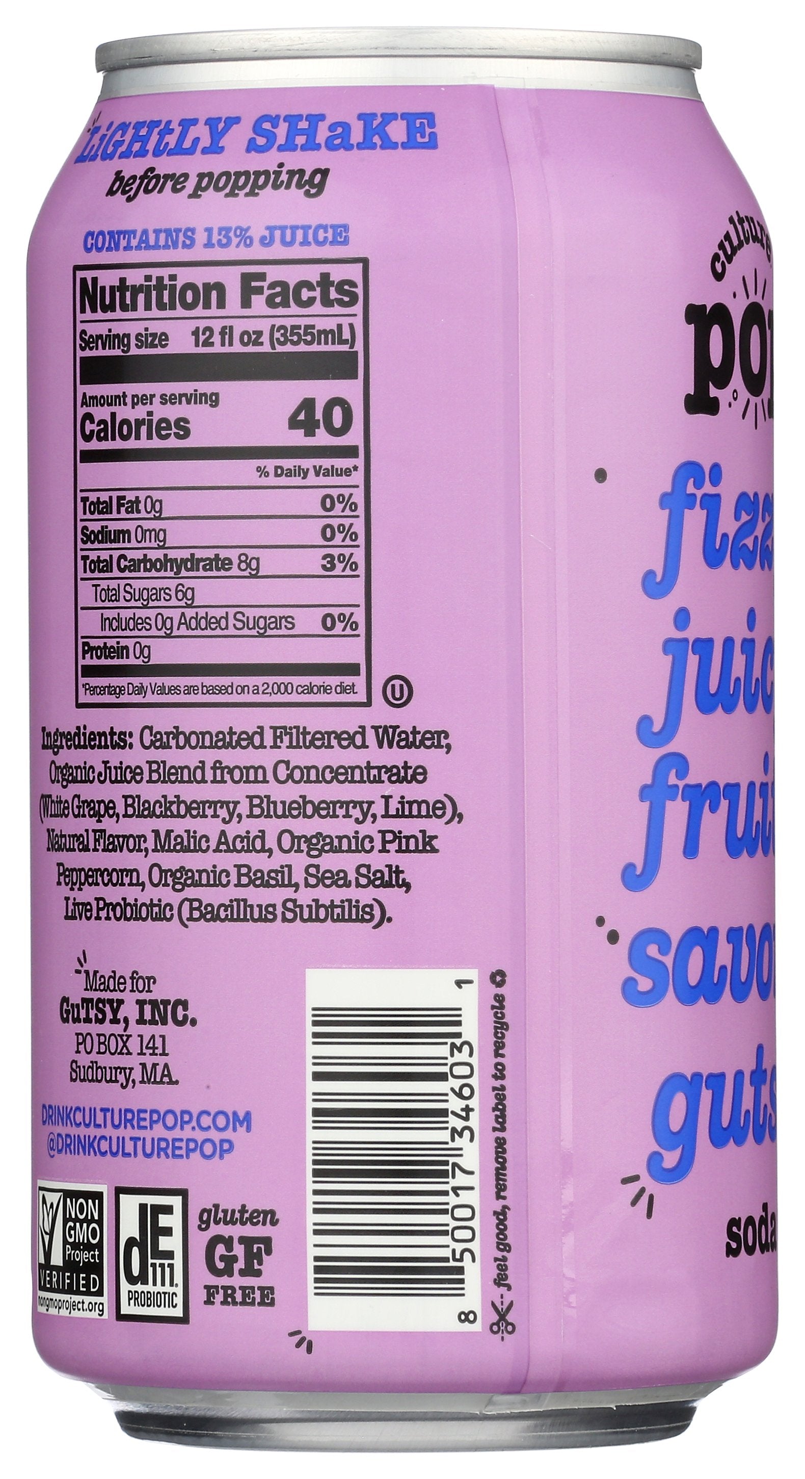CULTURE POP SODA PROBIOTIC WILD BERRY - Case of 12
