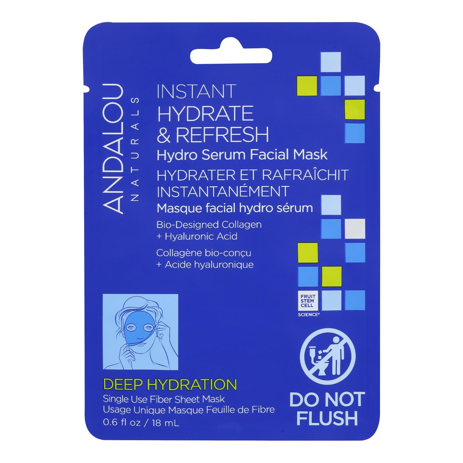 Andalou Naturals - Fcl Msk Instant Hydrt Refrsh - Case of 6-.6 FZ