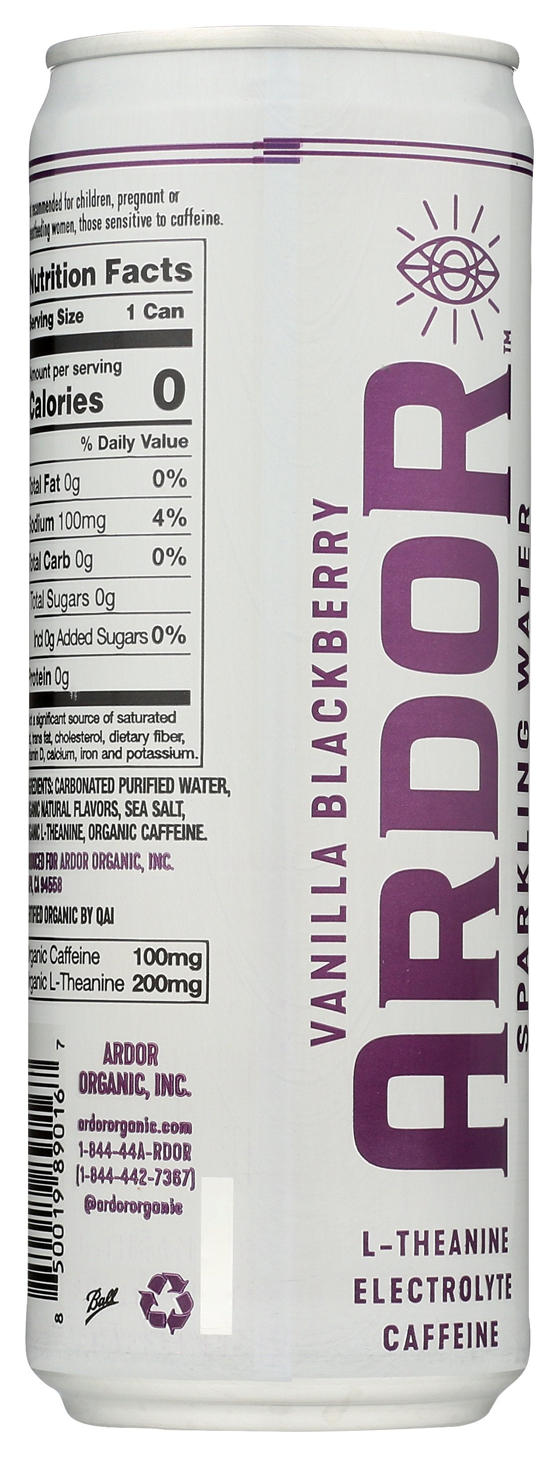 ARDOR ORGANIC INC WATER SPRKLING VAN BLKBRRY - Case of 12