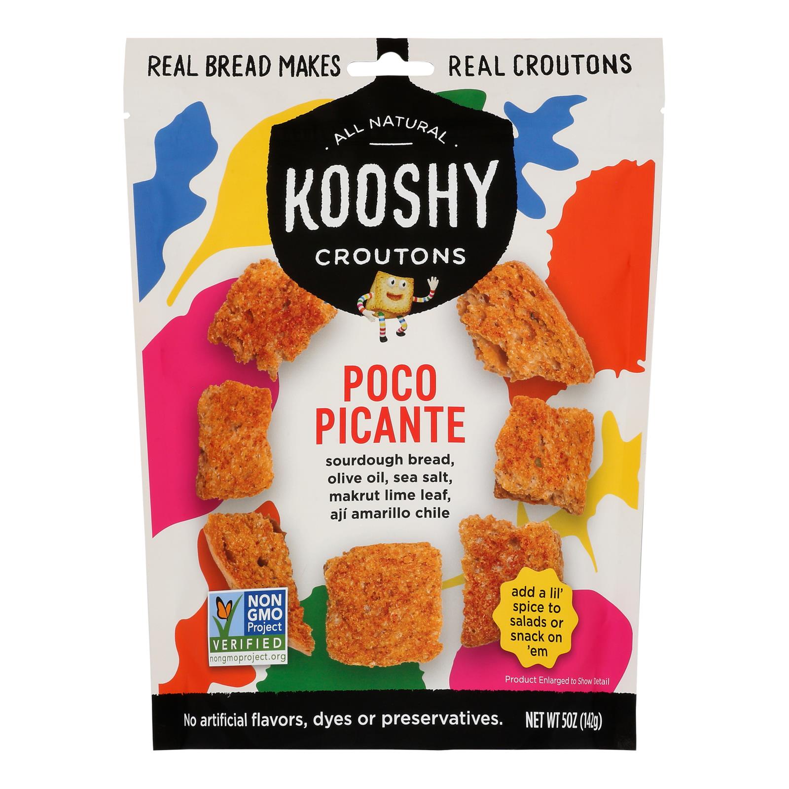 Kooshy Croutons - Poco Picante Croutons - Case of 6-5 Ounces