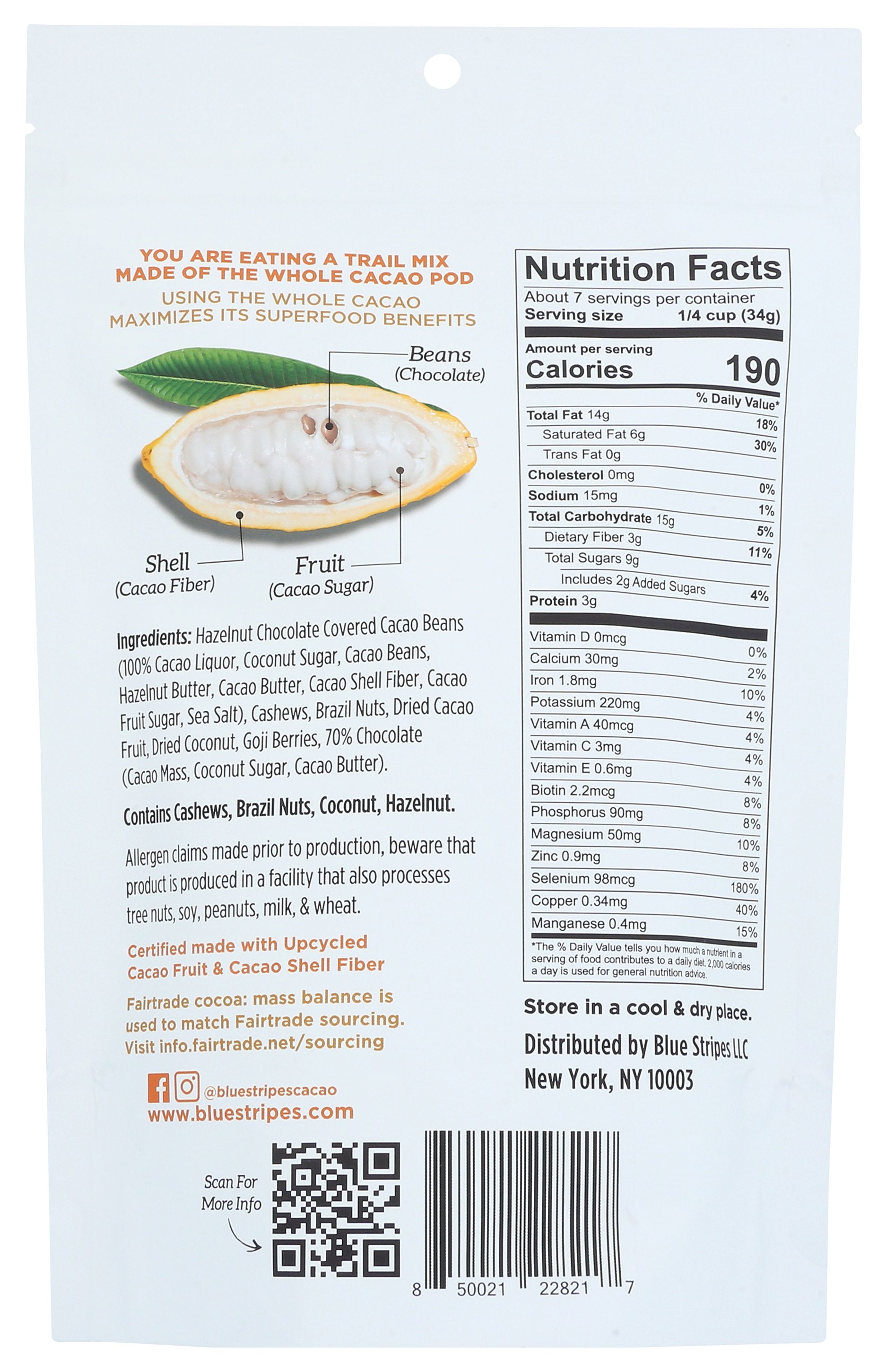 BLUE STRIPES TRAIL MIX WHOLE CACAO - Case of 6