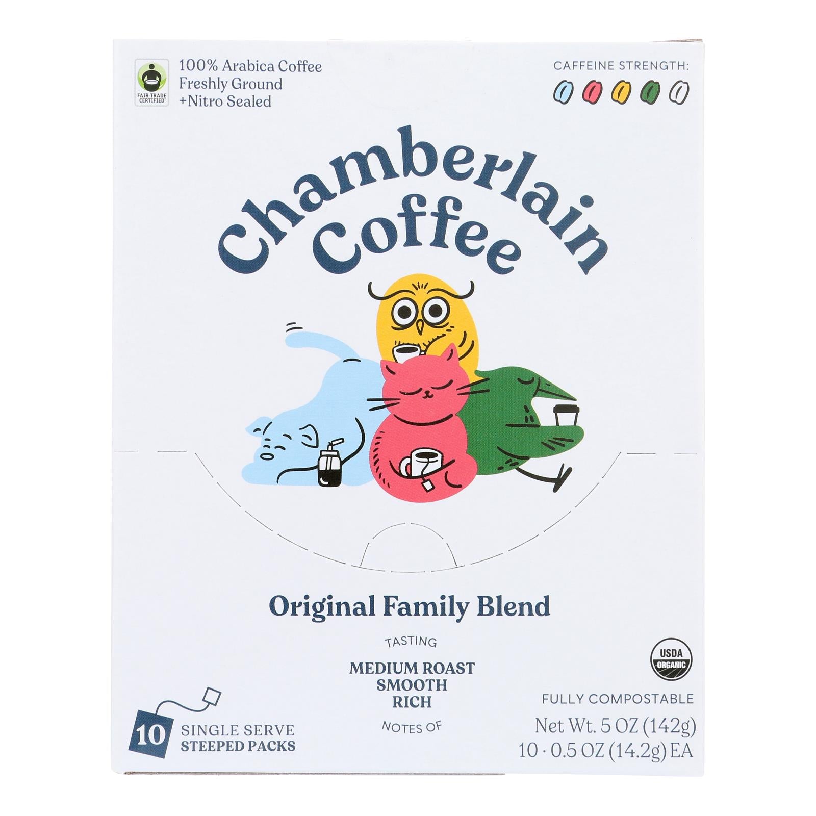 Chamberlain Coffee - Coffee Organic Step Drip Original Family 10 Pack - Case of 12-5 Ounce