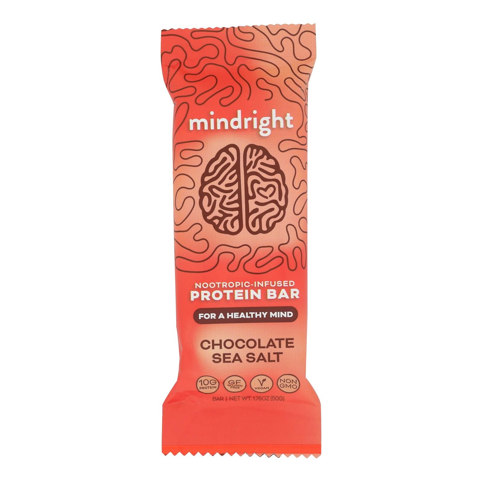 Mindright - Bar Chocolate Sea Salt - Case of 12 - 1.76 ounces